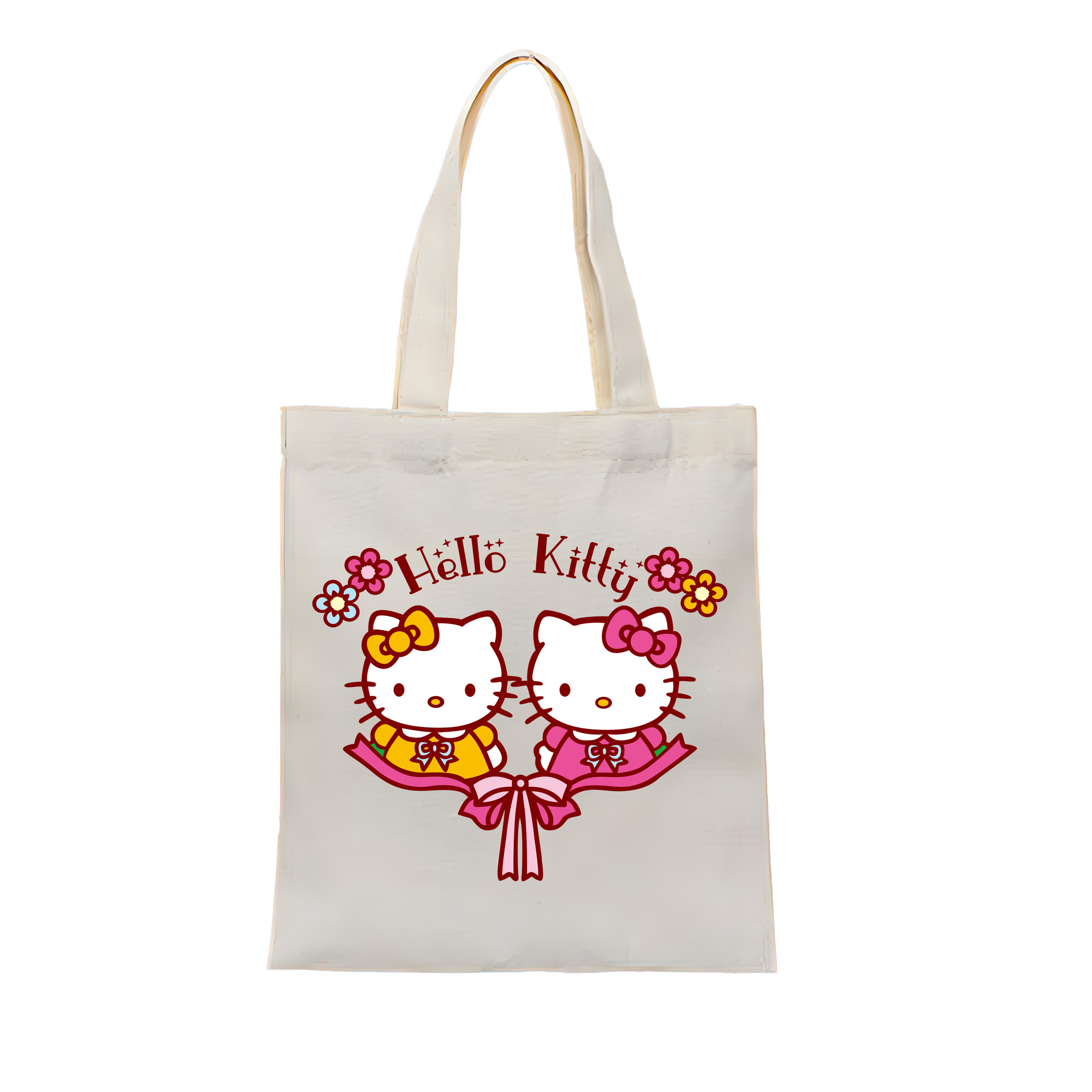（画像用） Hello Kitty ハローキティ 縦型キャンバス生地手提げバッグ　トートバッグ