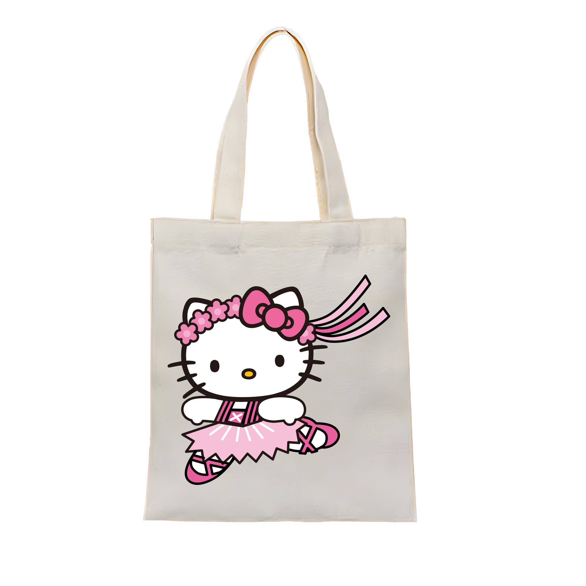 （画像用） Hello Kitty ハローキティ 縦型キャンバス生地手提げバッグ　トートバッグ