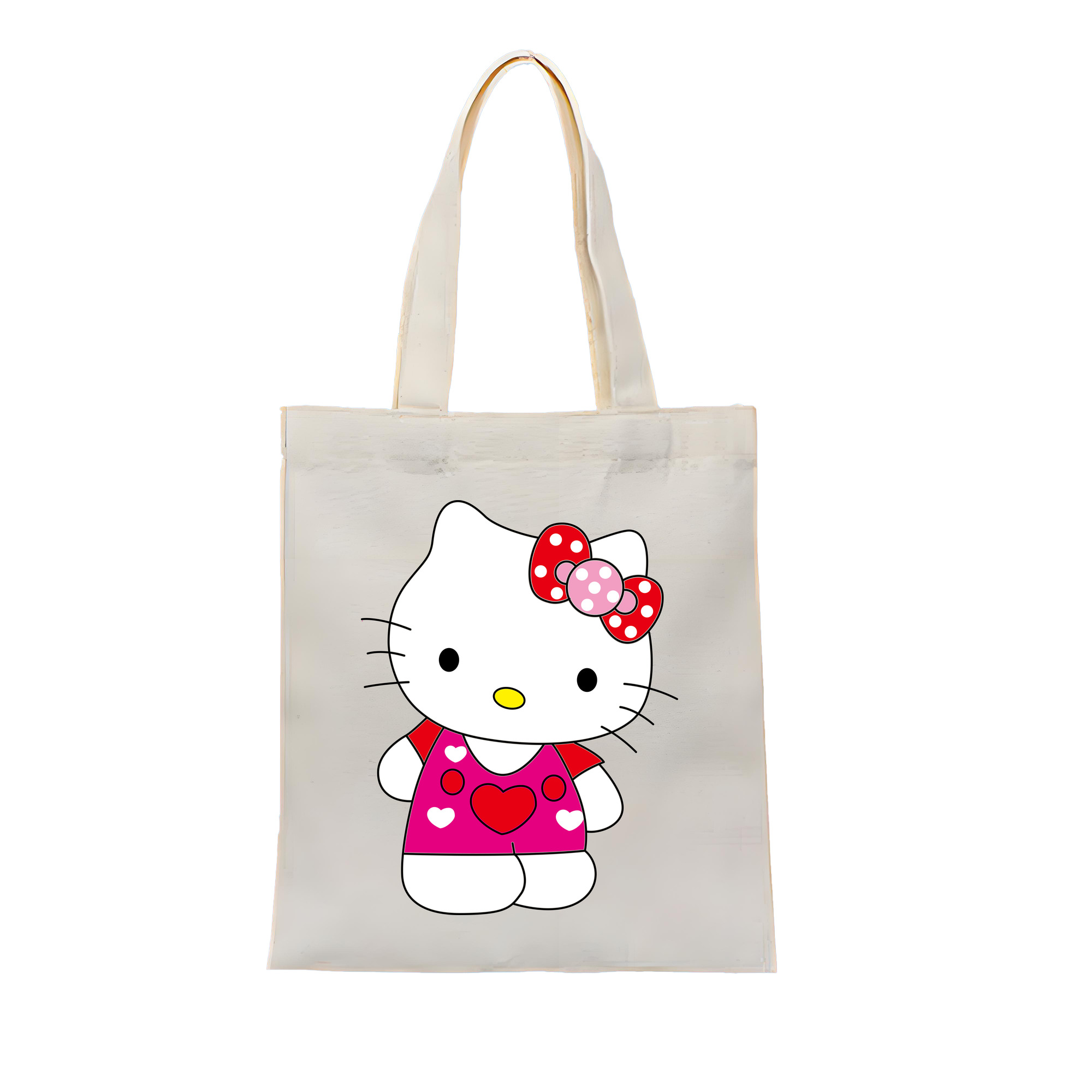 （画像用） Hello Kitty ハローキティ 縦型キャンバス生地手提げバッグ　トートバッグ