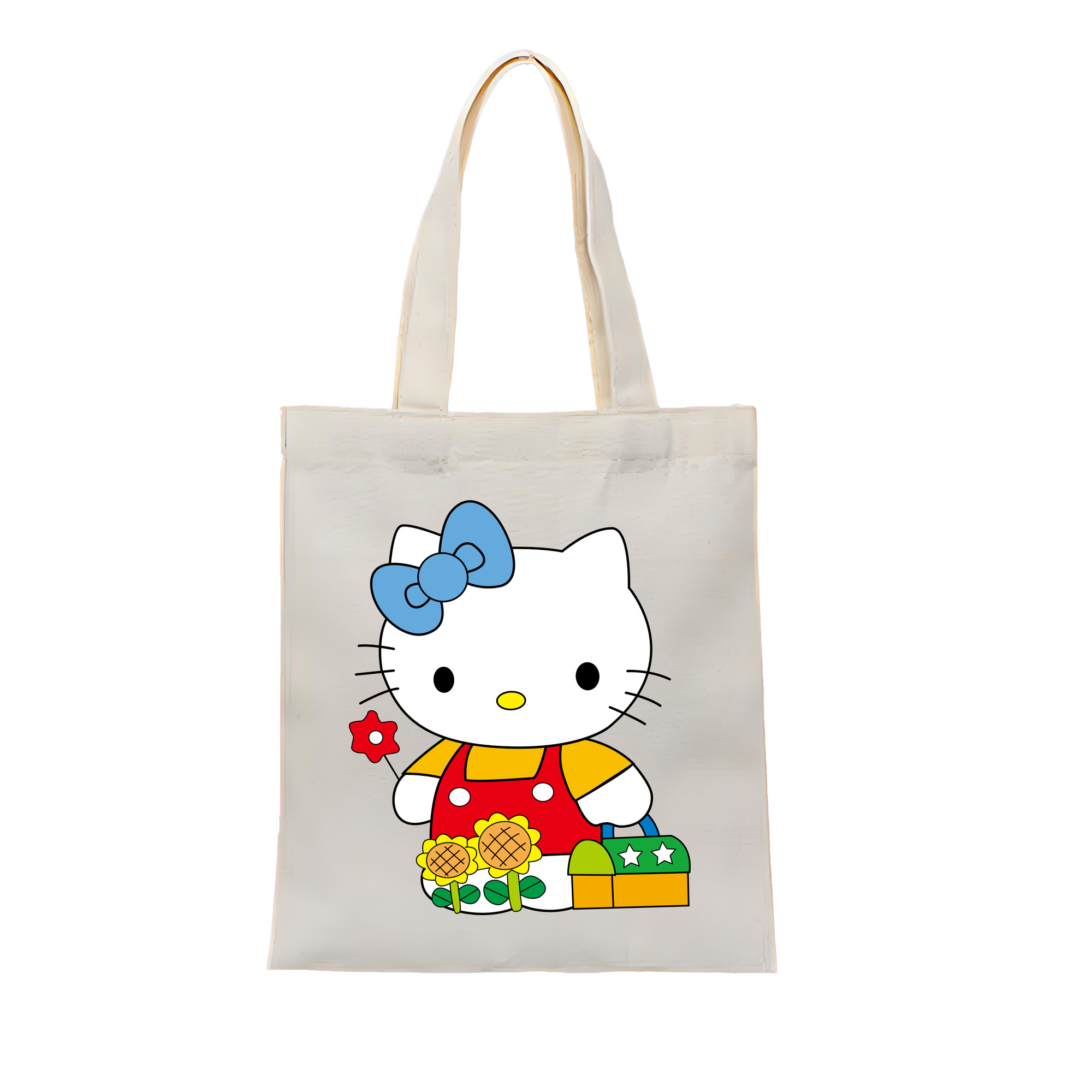 （画像用） Hello Kitty ハローキティ 縦型キャンバス生地手提げバッグ　トートバッグ