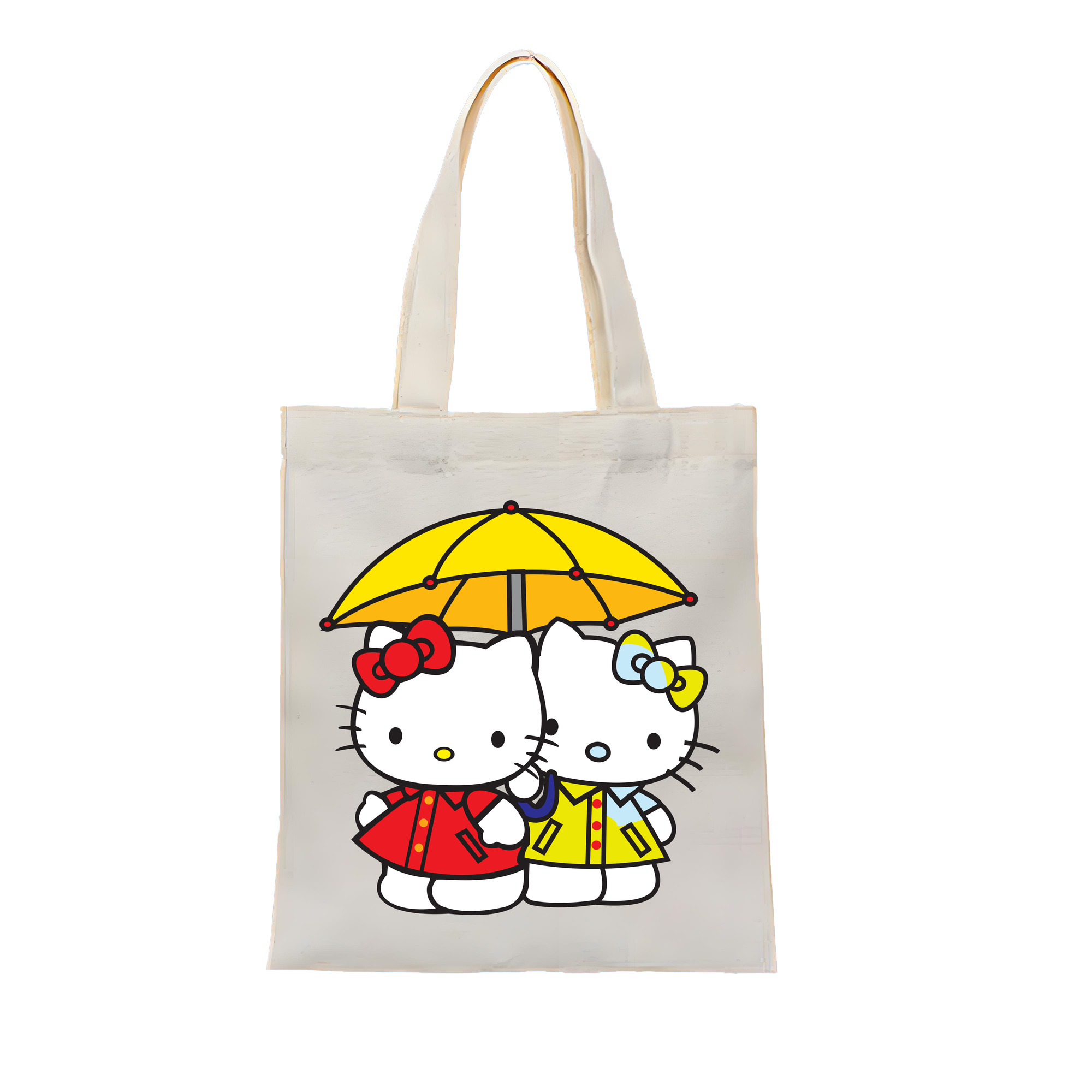 （画像用） Hello Kitty ハローキティ 縦型キャンバス生地手提げバッグ　トートバッグ
