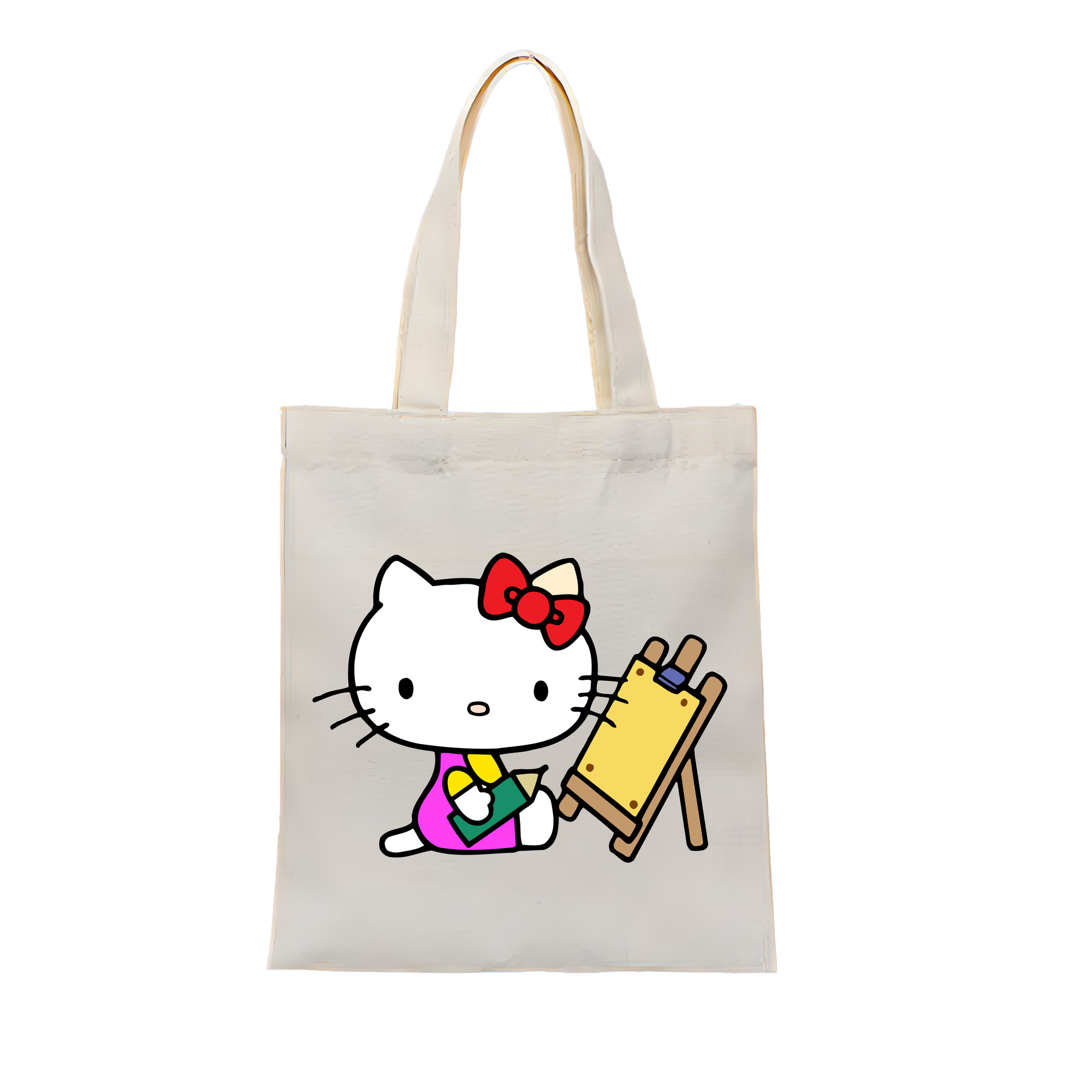 （画像用） Hello Kitty ハローキティ 縦型キャンバス生地手提げバッグ　トートバッグ