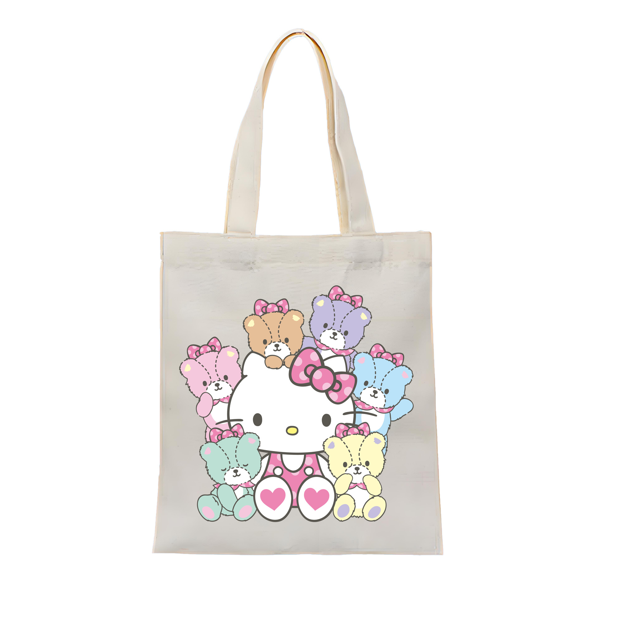 （画像用） Hello Kitty ハローキティ 縦型キャンバス生地手提げバッグ　トートバッグ