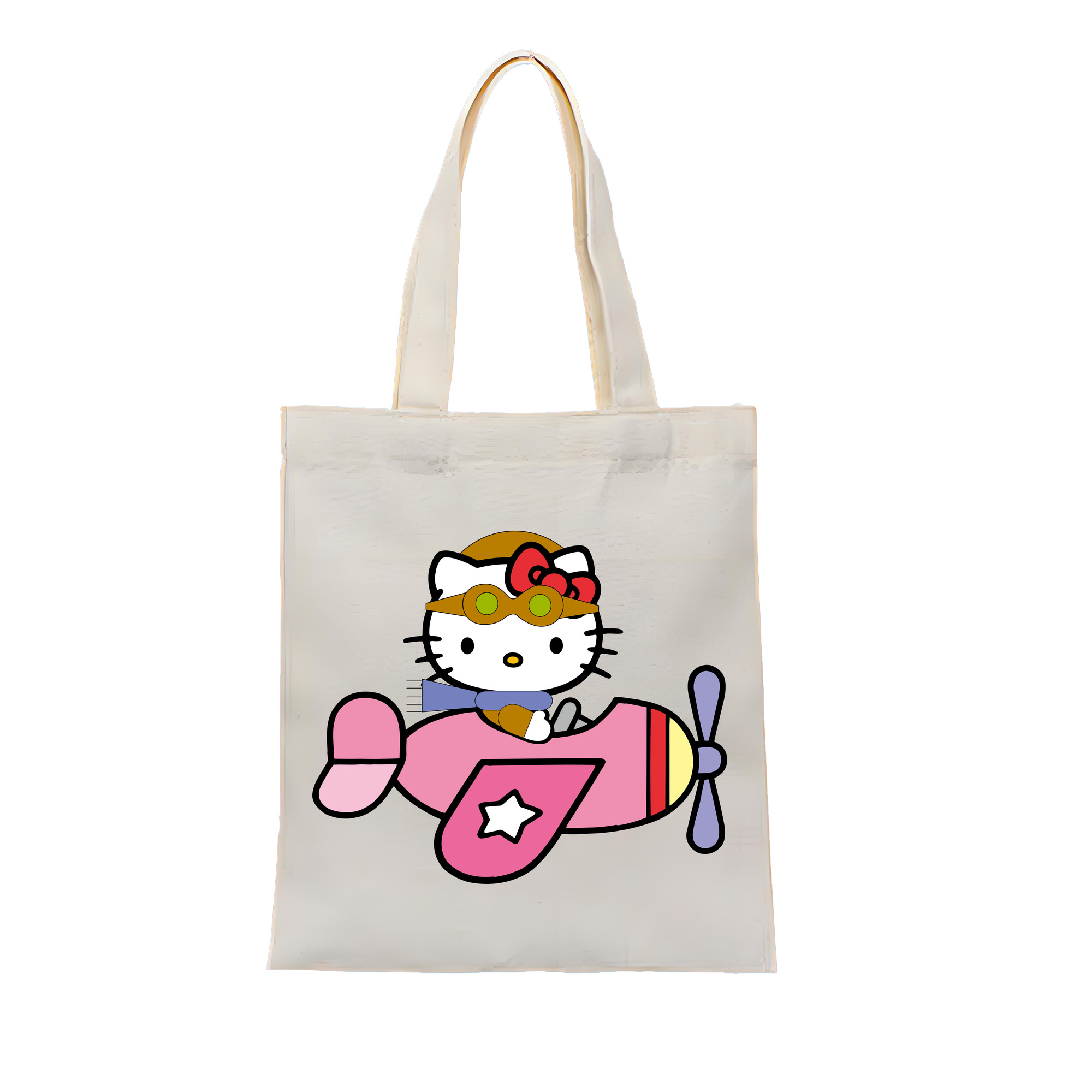 （画像用） Hello Kitty ハローキティ 縦型キャンバス生地手提げバッグ　トートバッグ
