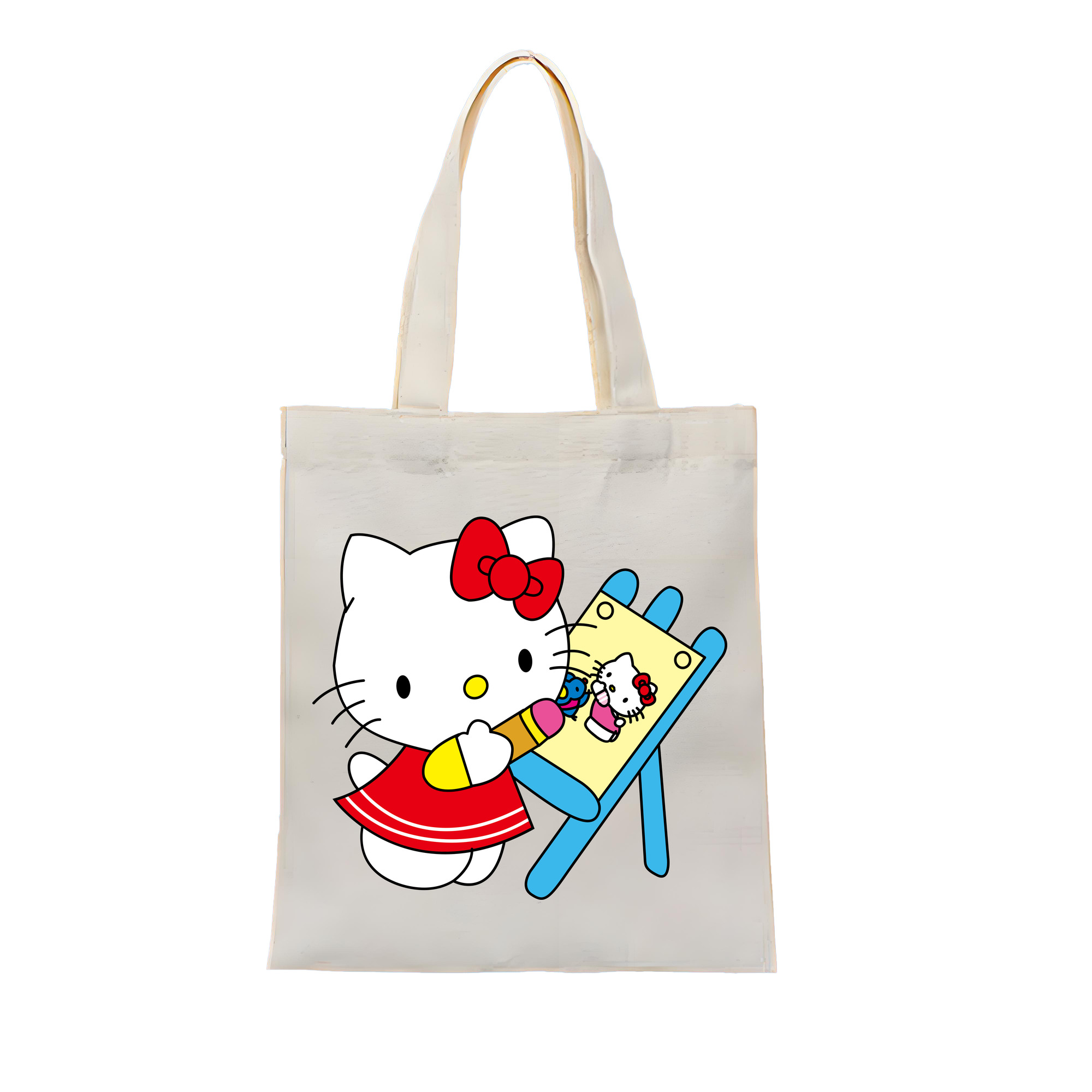 （画像用） Hello Kitty ハローキティ 縦型キャンバス生地手提げバッグ　トートバッグ