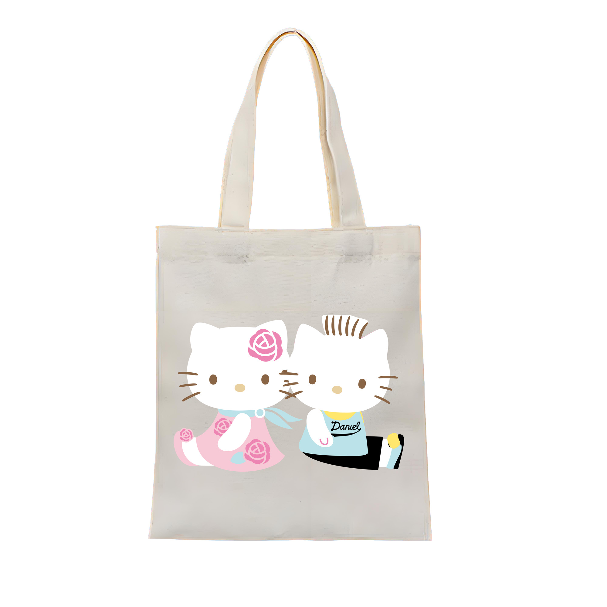 （画像用） Hello Kitty ハローキティ 縦型キャンバス生地手提げバッグ　トートバッグ