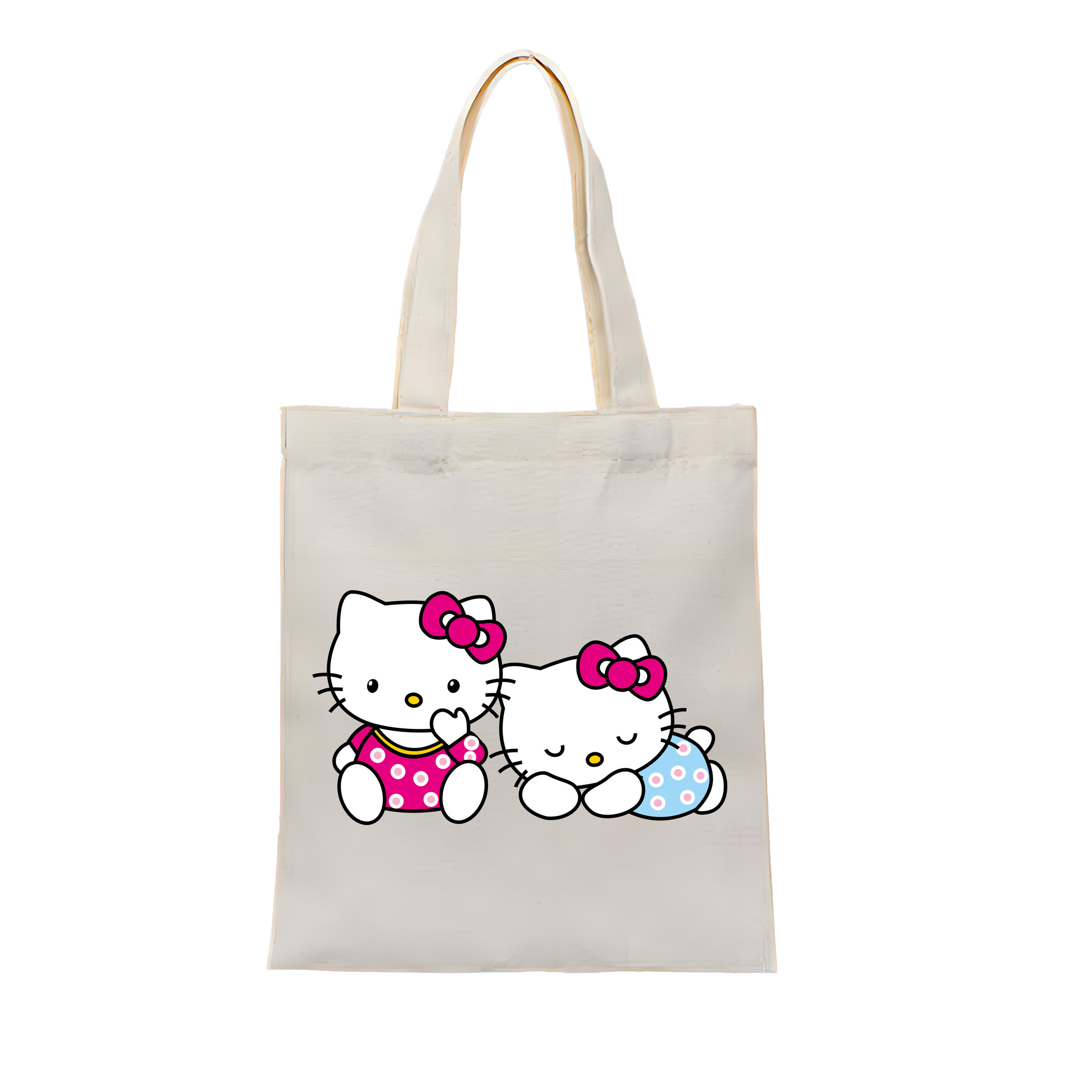 （画像用） Hello Kitty ハローキティ 縦型キャンバス生地手提げバッグ　トートバッグ