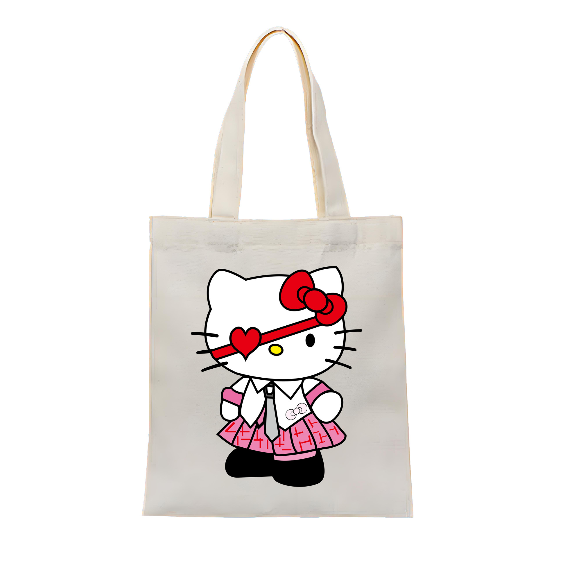 （画像用） Hello Kitty ハローキティ 縦型キャンバス生地手提げバッグ　トートバッグ