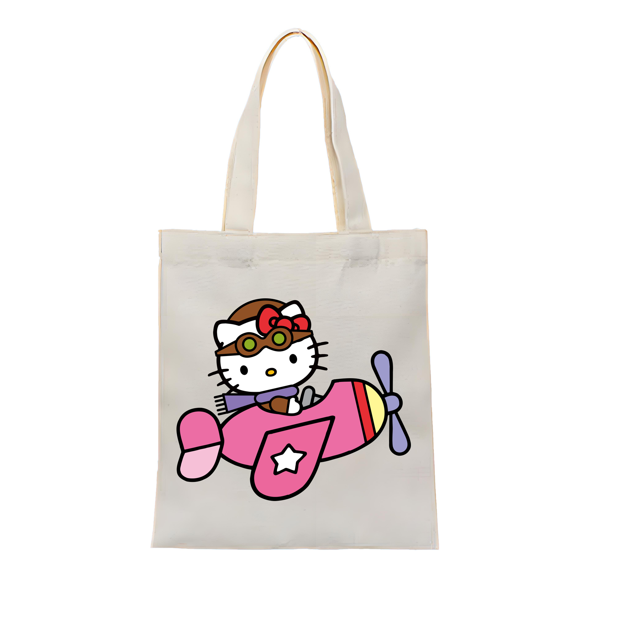 （画像用） Hello Kitty ハローキティ 縦型キャンバス生地手提げバッグ　トートバッグ