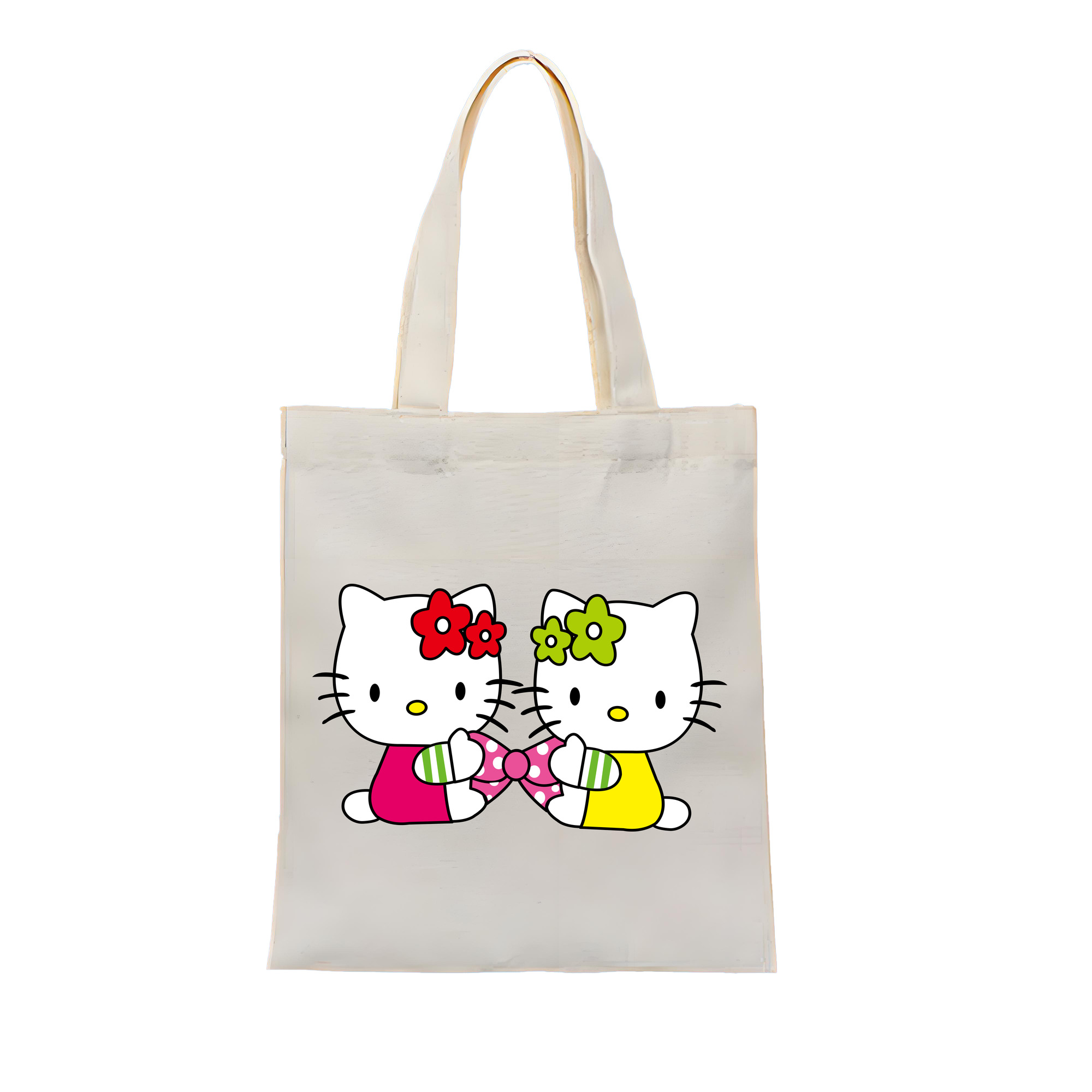 （画像用） Hello Kitty ハローキティ 縦型キャンバス生地手提げバッグ　トートバッグ