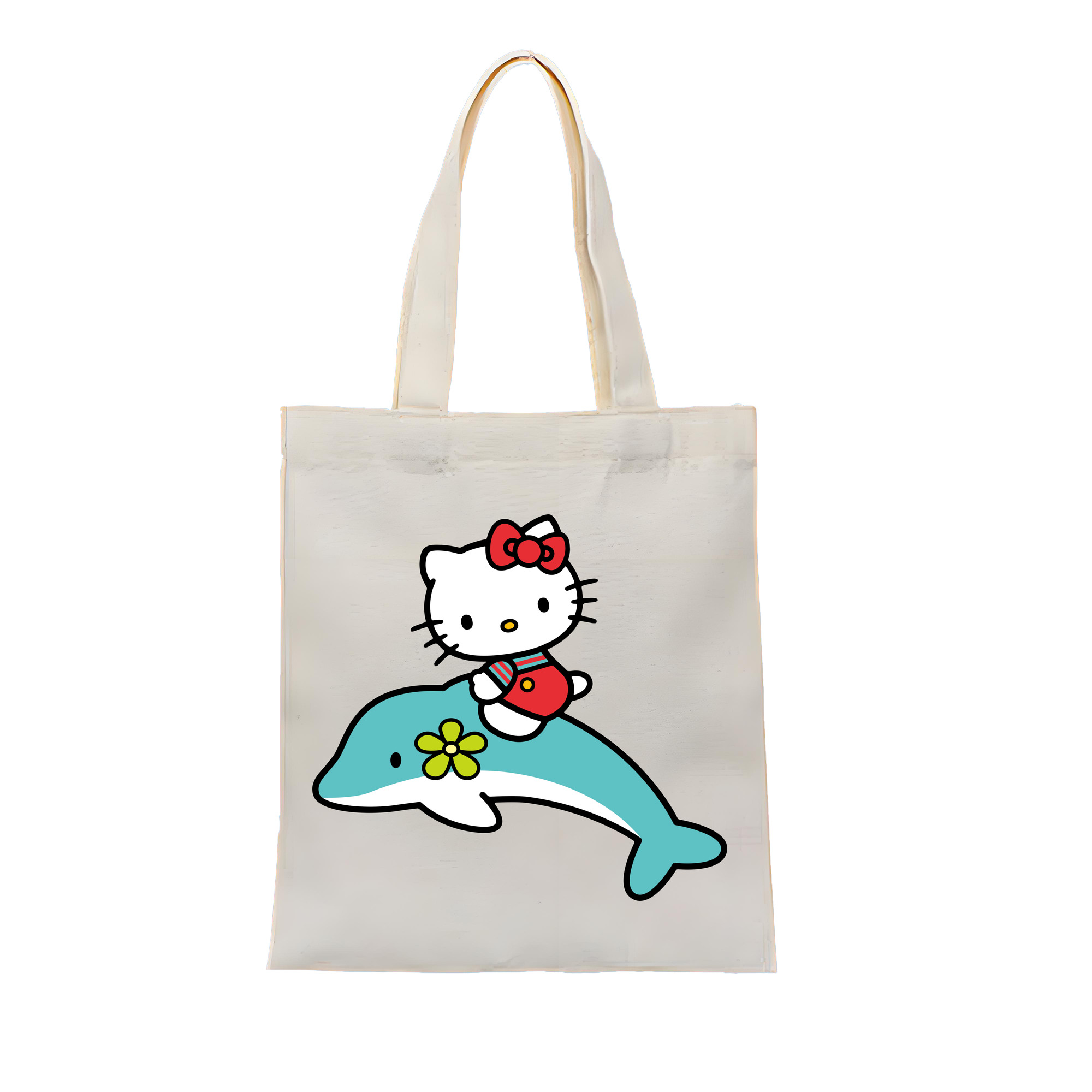 （画像用） Hello Kitty ハローキティ 縦型キャンバス生地手提げバッグ　トートバッグ