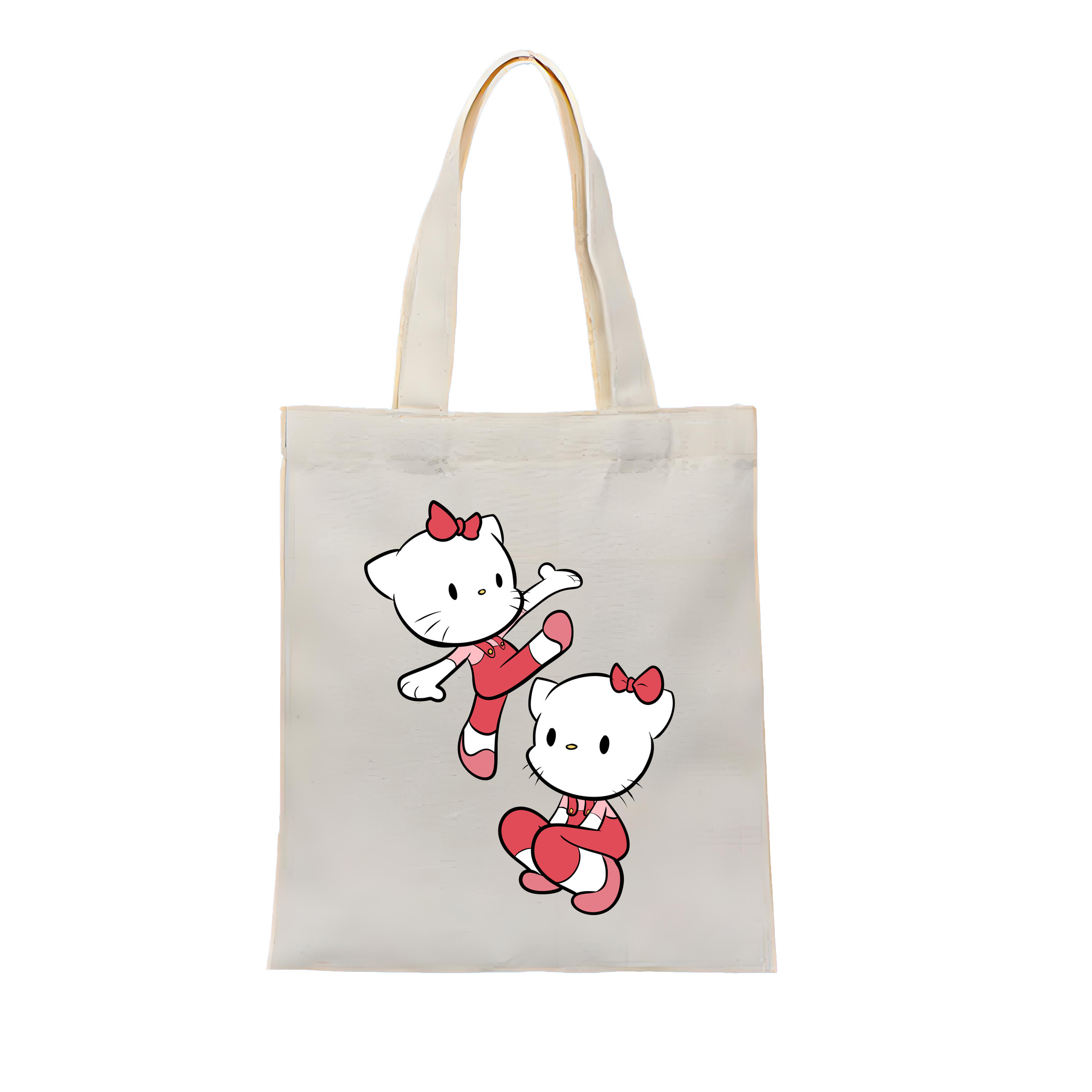 （画像用） Hello Kitty ハローキティ 縦型キャンバス生地手提げバッグ　トートバッグ