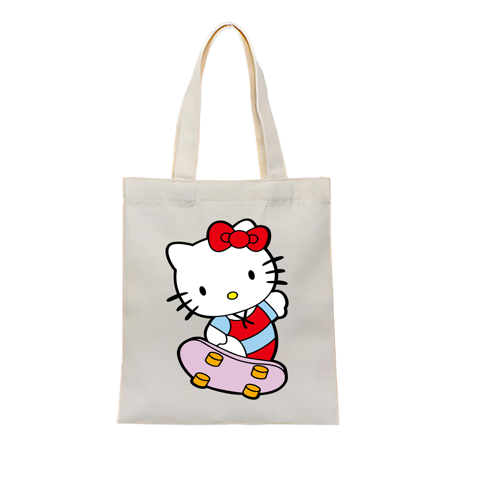 （画像用） Hello Kitty ハローキティ 縦型キャンバス生地手提げバッグ　トートバッグ