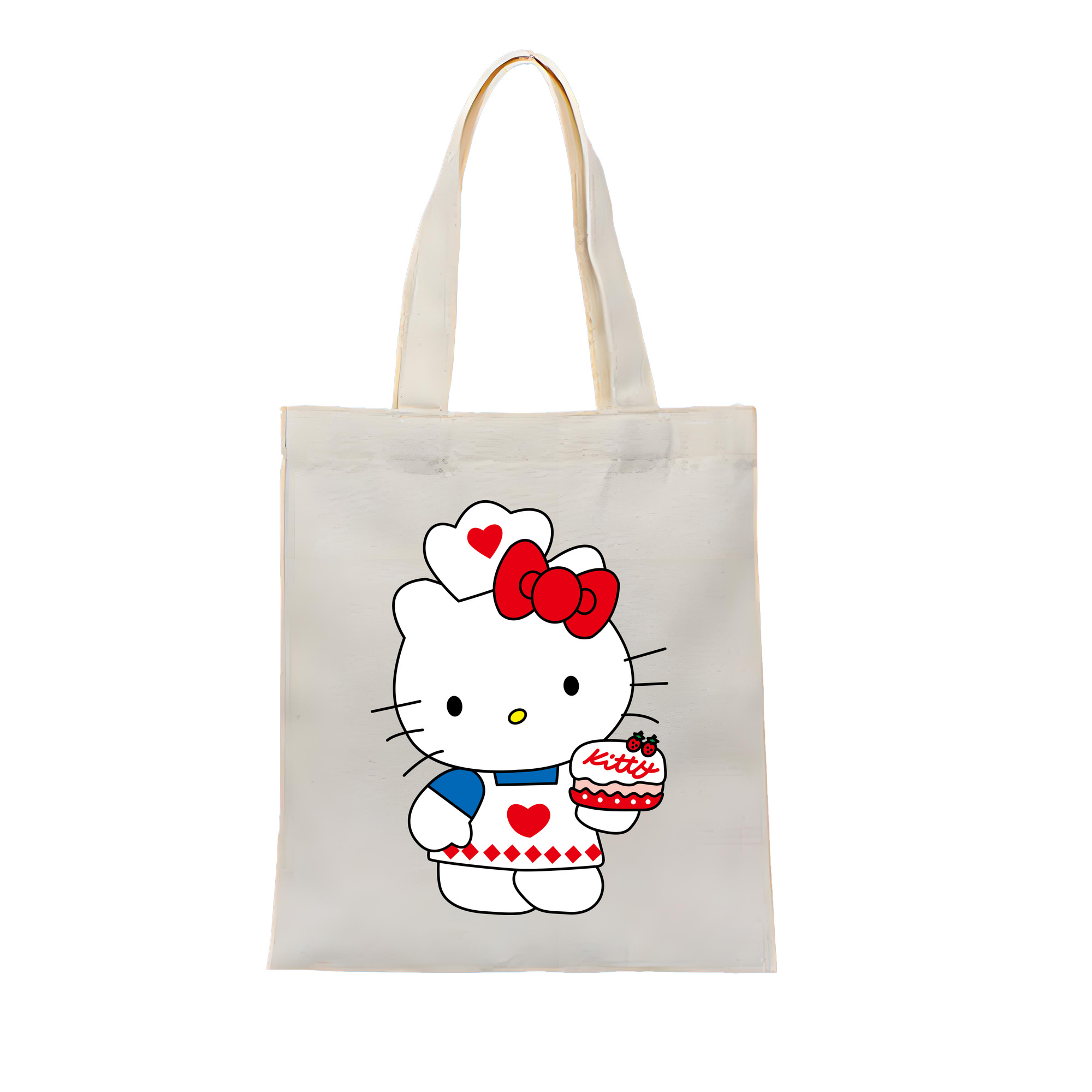 （画像用） Hello Kitty ハローキティ 縦型キャンバス生地手提げバッグ　トートバッグ