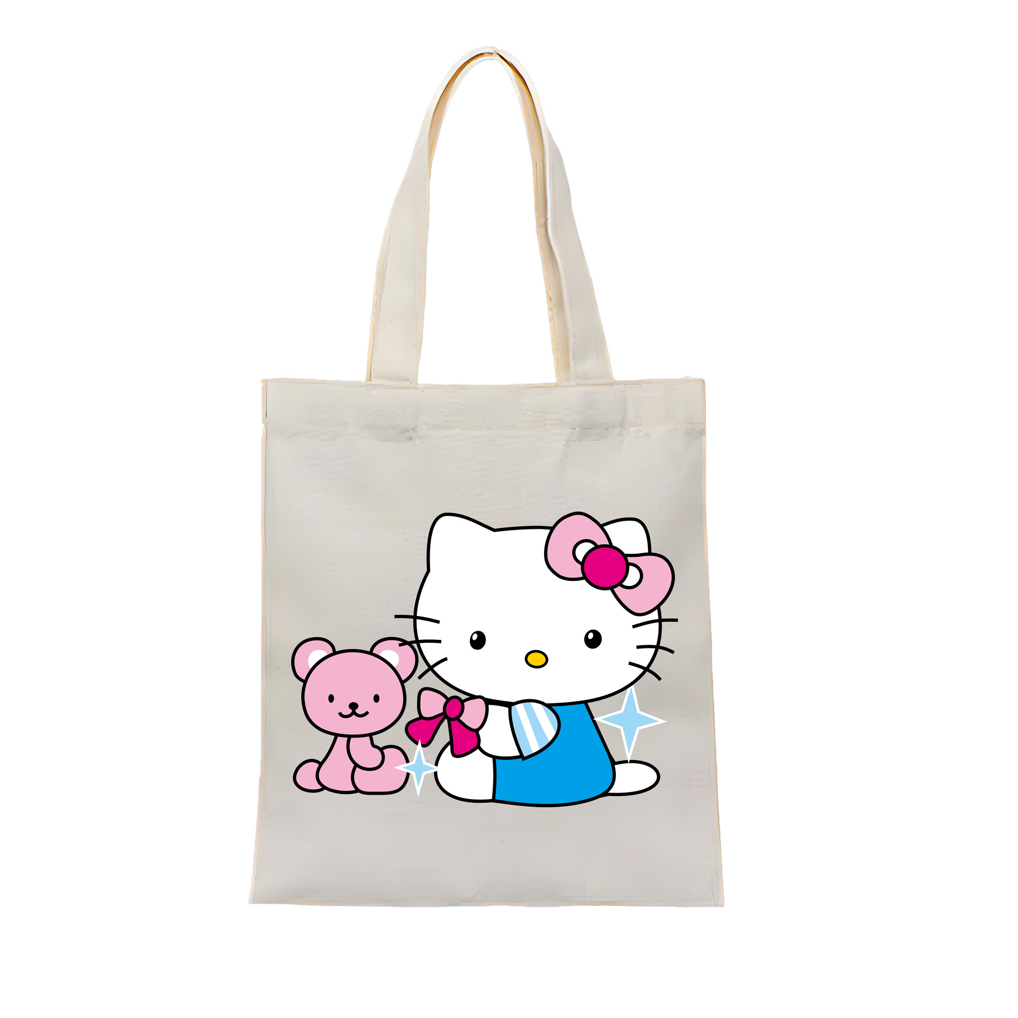 （画像用） Hello Kitty ハローキティ 縦型キャンバス生地手提げバッグ　トートバッグ