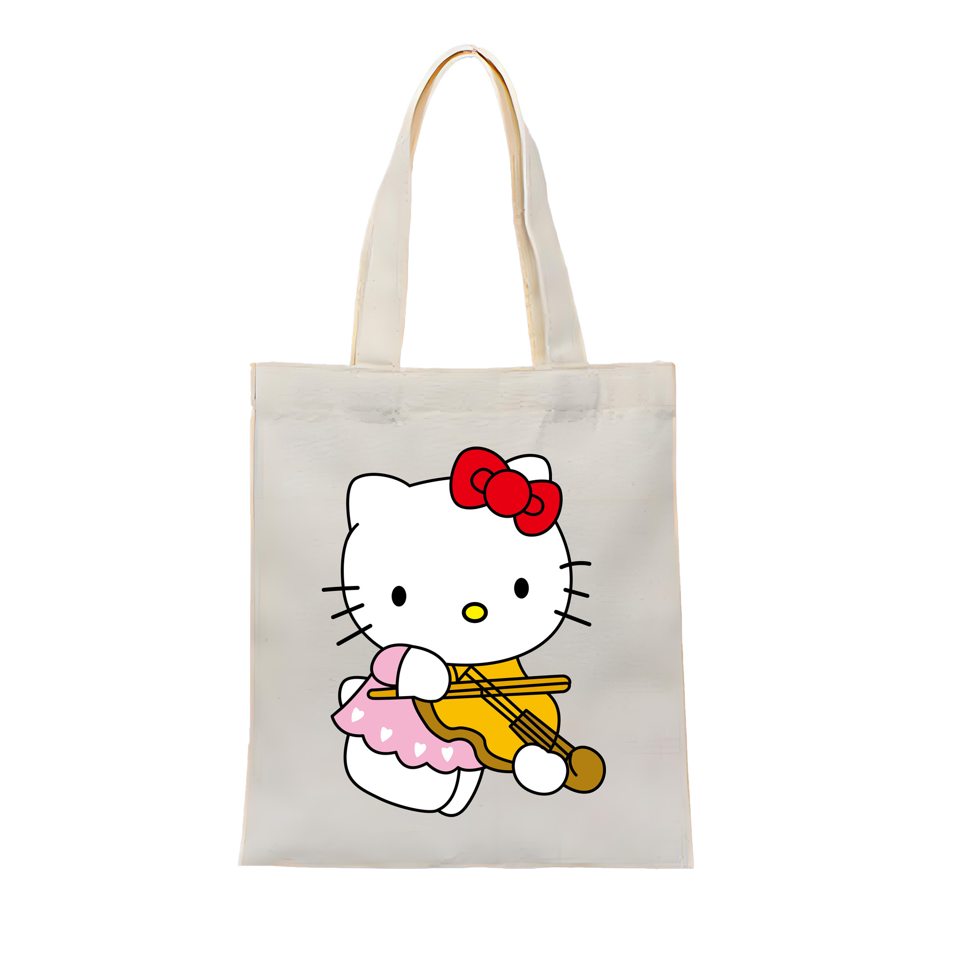 （画像用） Hello Kitty ハローキティ 縦型キャンバス生地手提げバッグ　トートバッグ