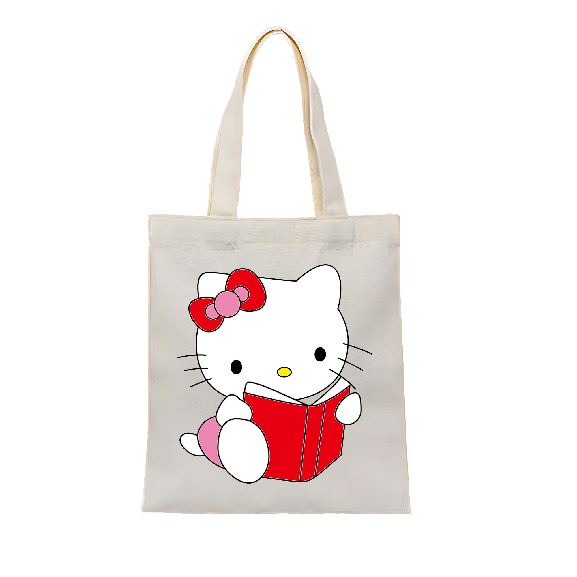 （画像用） Hello Kitty ハローキティ 縦型キャンバス生地手提げバッグ　トートバッグ