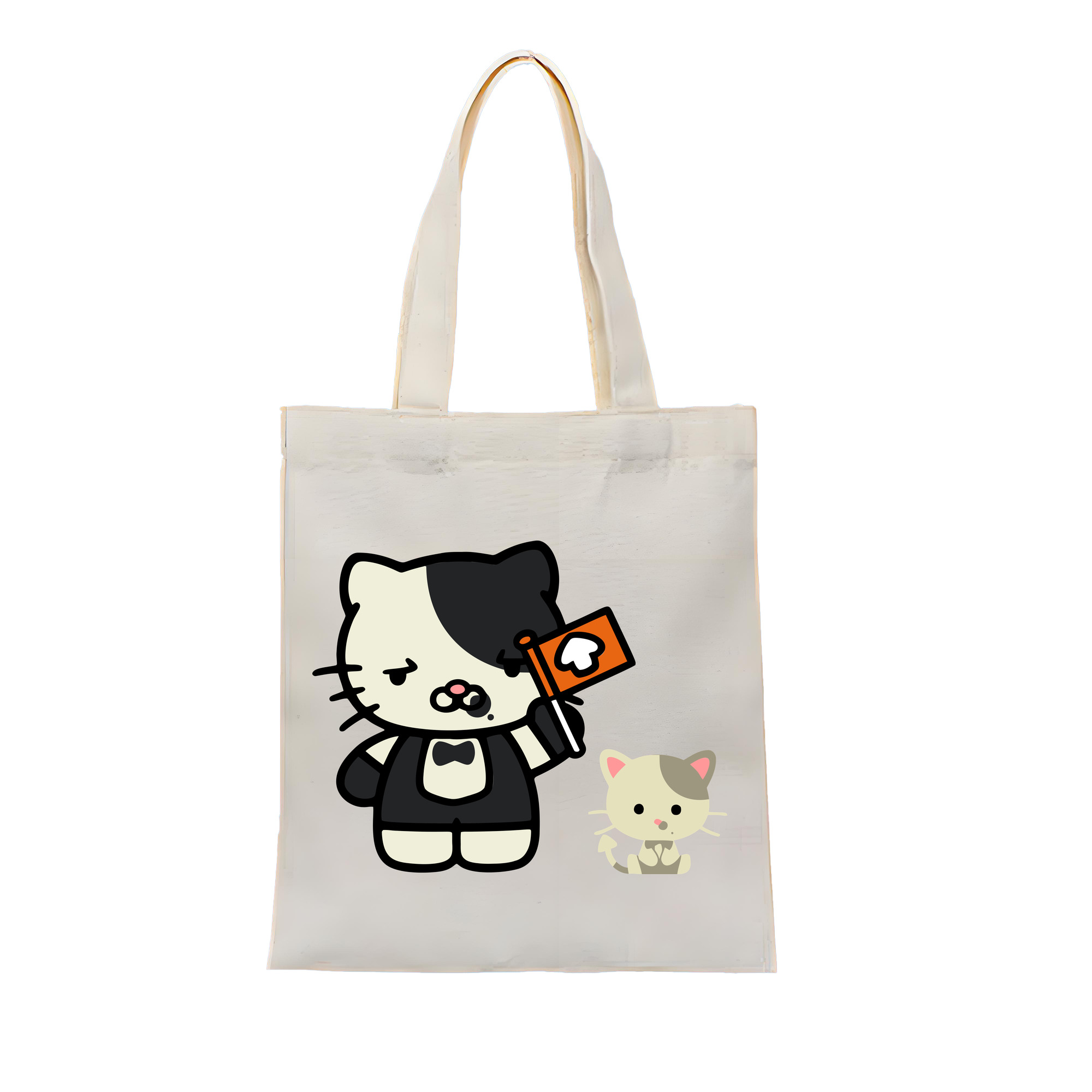 （画像用） Hello Kitty ハローキティ 縦型キャンバス生地手提げバッグ　トートバッグ
