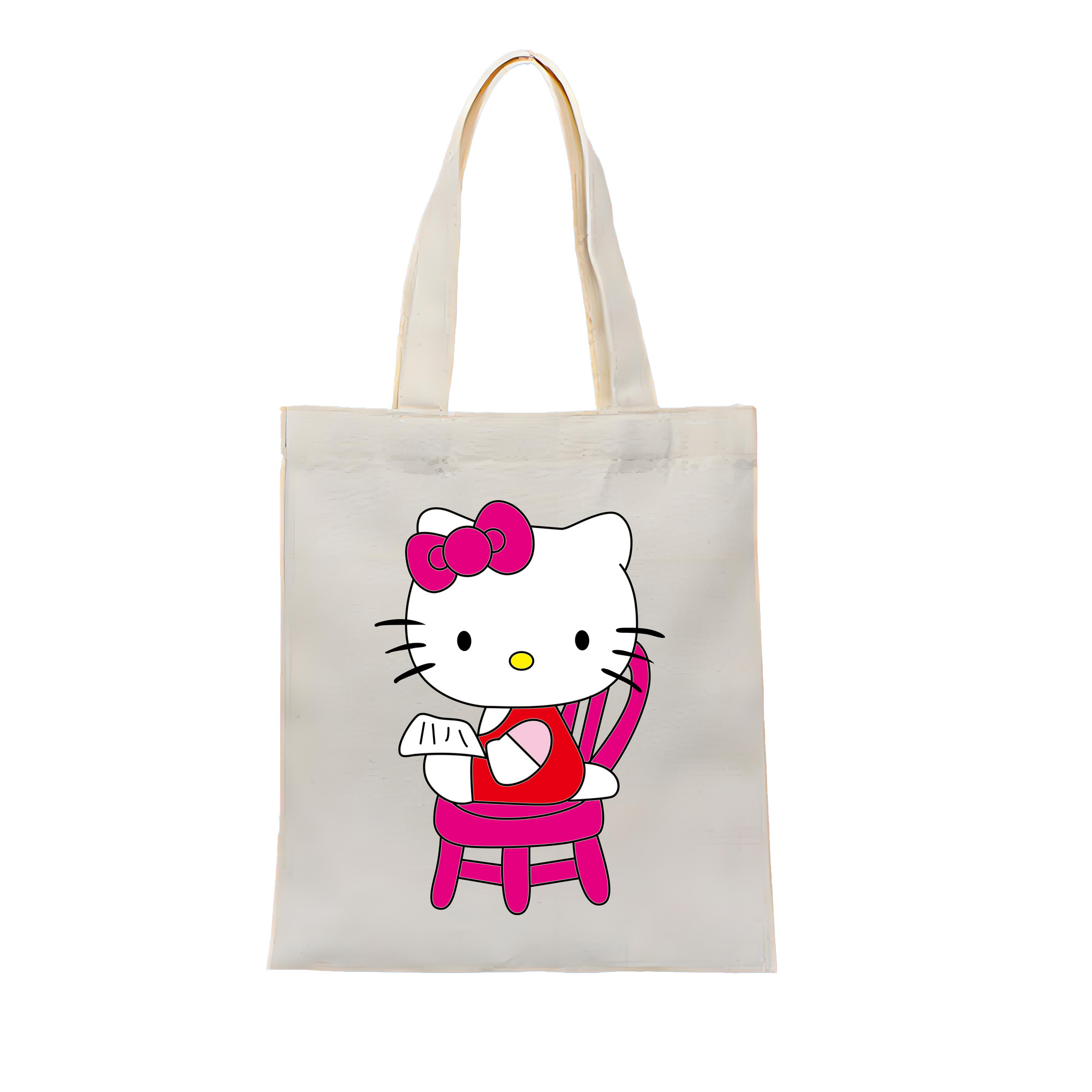 （画像用） Hello Kitty ハローキティ 縦型キャンバス生地手提げバッグ　トートバッグ
