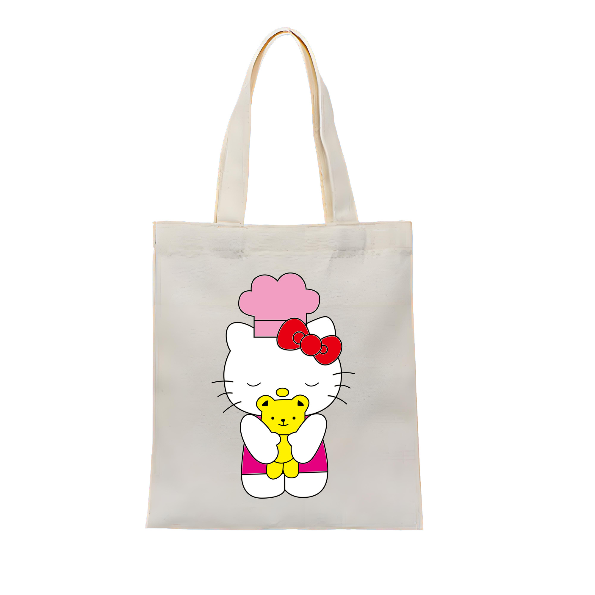 （画像用） Hello Kitty ハローキティ 縦型キャンバス生地手提げバッグ　トートバッグ