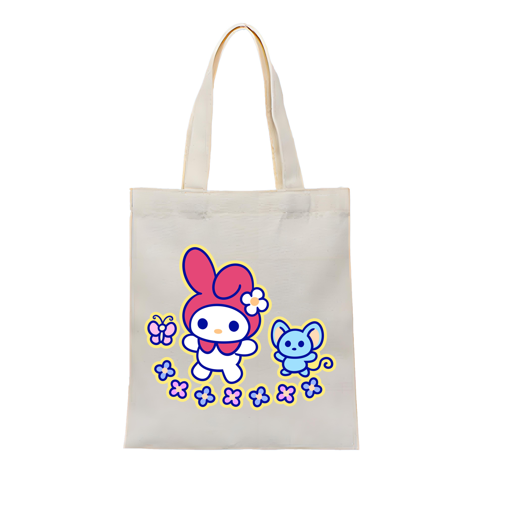（画像用） Hello Kitty ハローキティ 縦型キャンバス生地手提げバッグ　トートバッグ