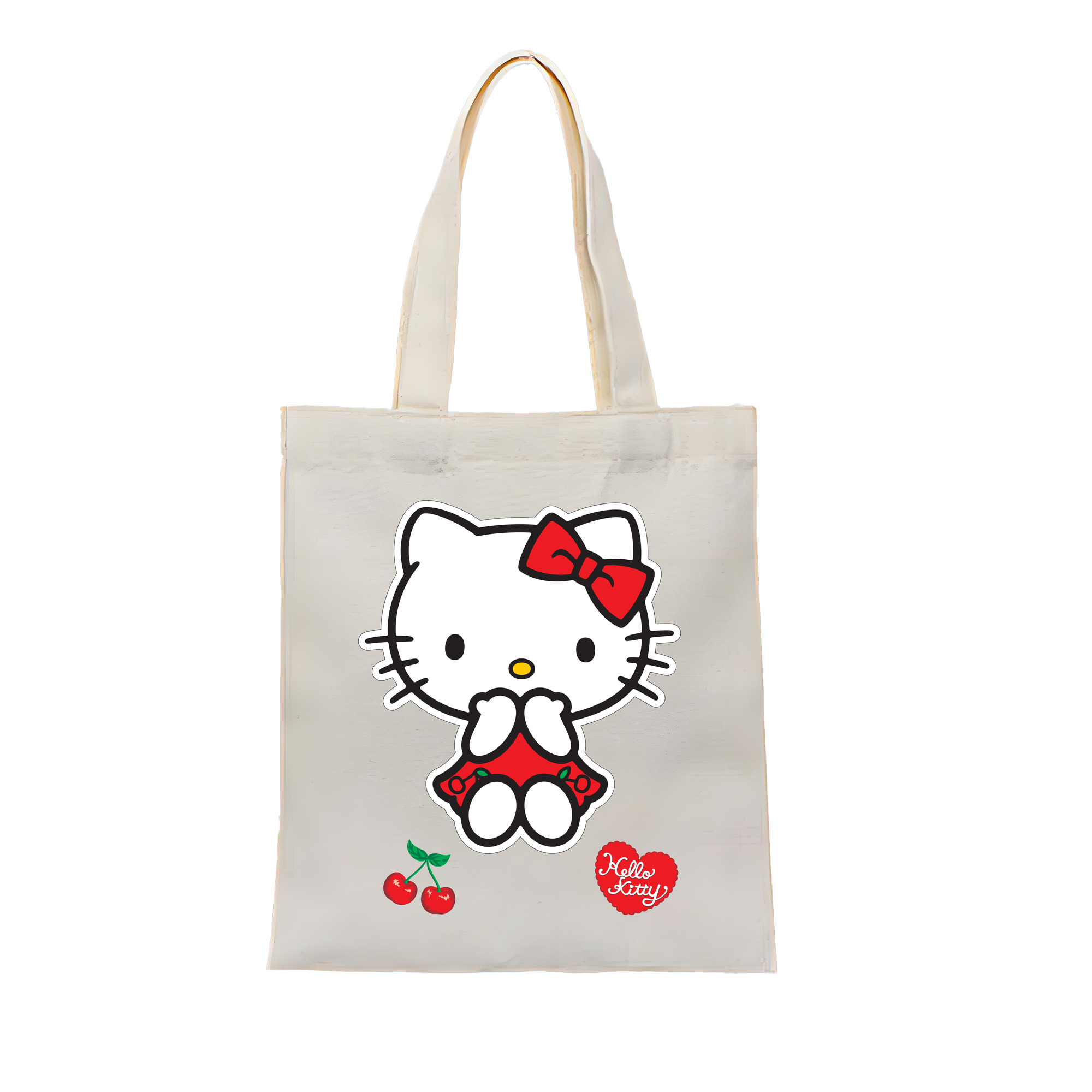 （画像用） Hello Kitty ハローキティ 縦型キャンバス生地手提げバッグ　トートバッグ