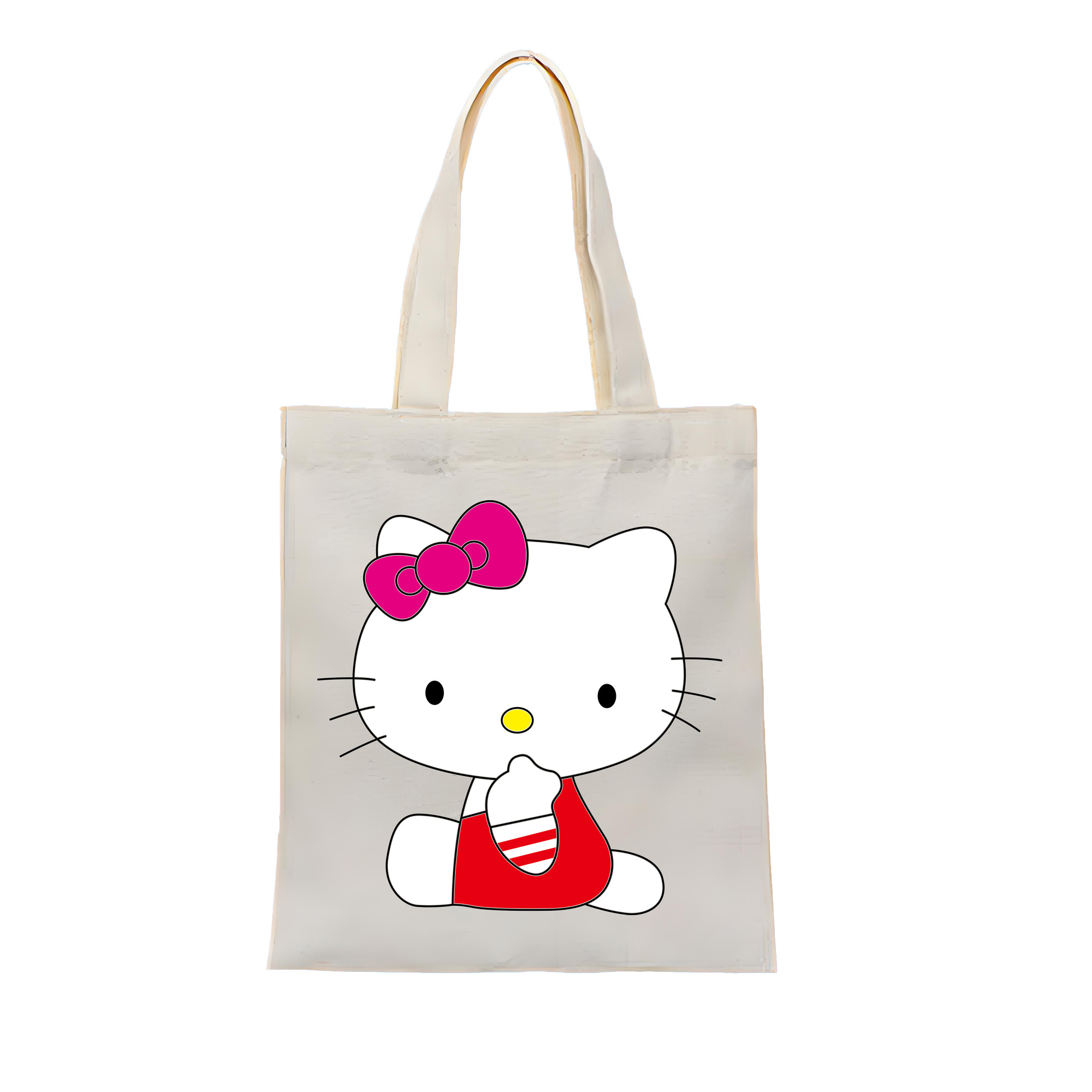 （画像用） Hello Kitty ハローキティ 縦型キャンバス生地手提げバッグ　トートバッグ