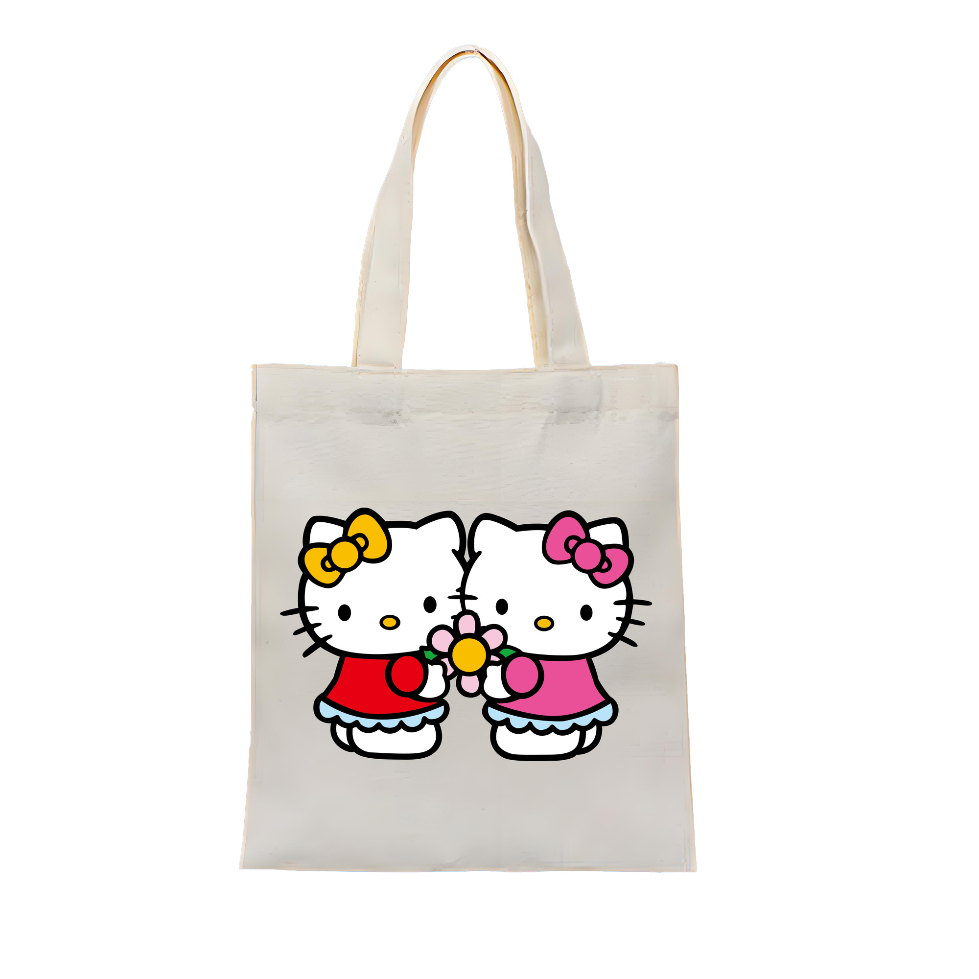 （画像用） Hello Kitty ハローキティ 縦型キャンバス生地手提げバッグ　トートバッグ