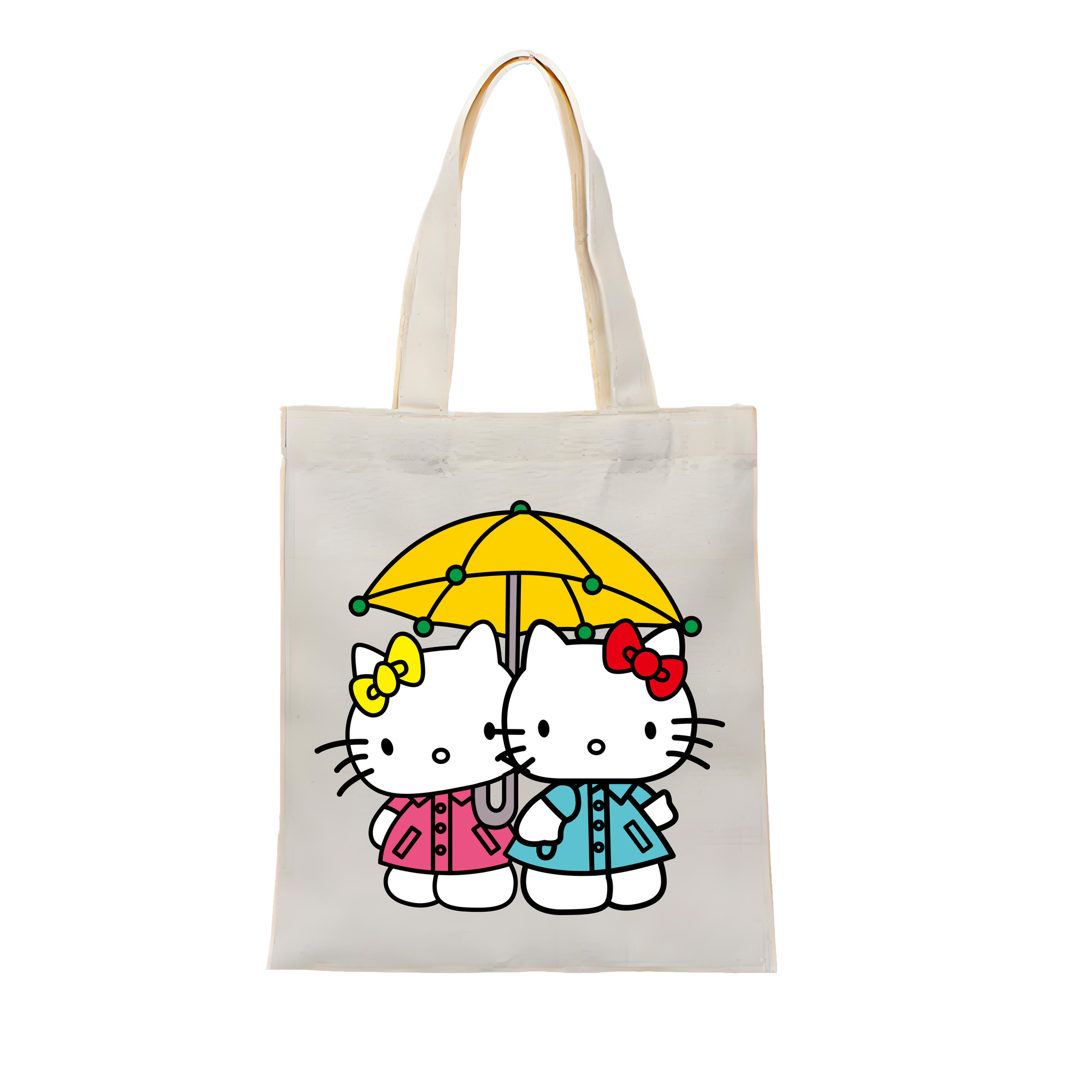（画像用） Hello Kitty ハローキティ 縦型キャンバス生地手提げバッグ　トートバッグ