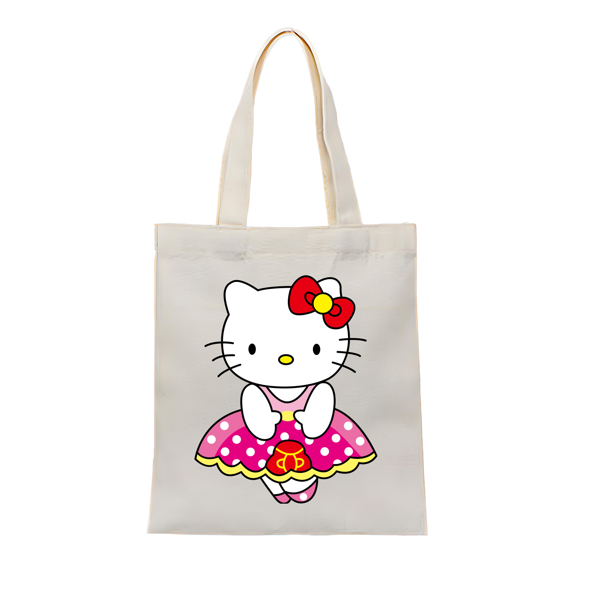（画像用） Hello Kitty ハローキティ 縦型キャンバス生地手提げバッグ　トートバッグ
