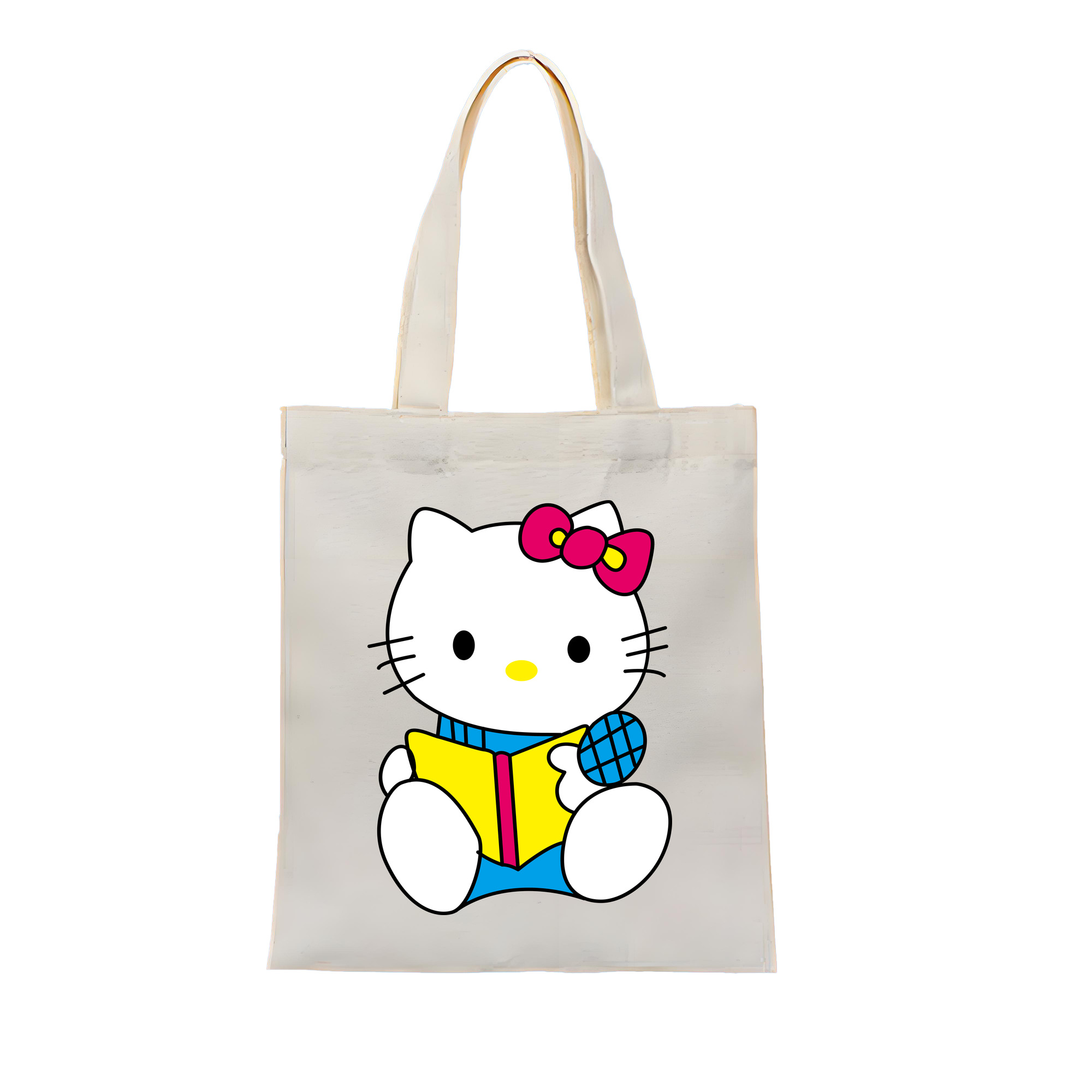 （画像用） Hello Kitty ハローキティ 縦型キャンバス生地手提げバッグ　トートバッグ