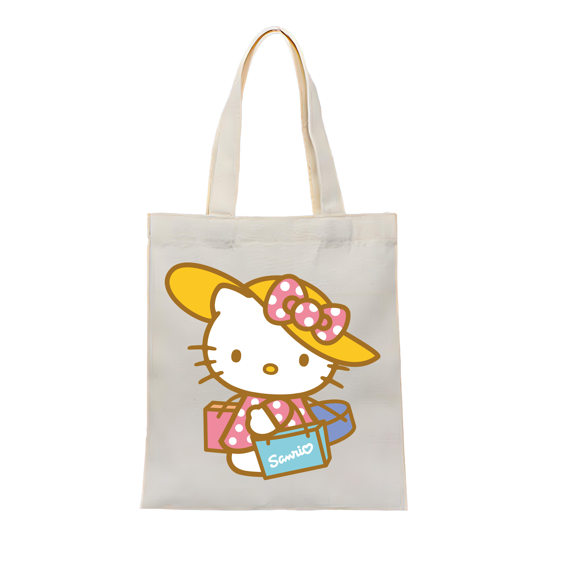 （画像用） Hello Kitty ハローキティ 縦型キャンバス生地手提げバッグ　トートバッグ
