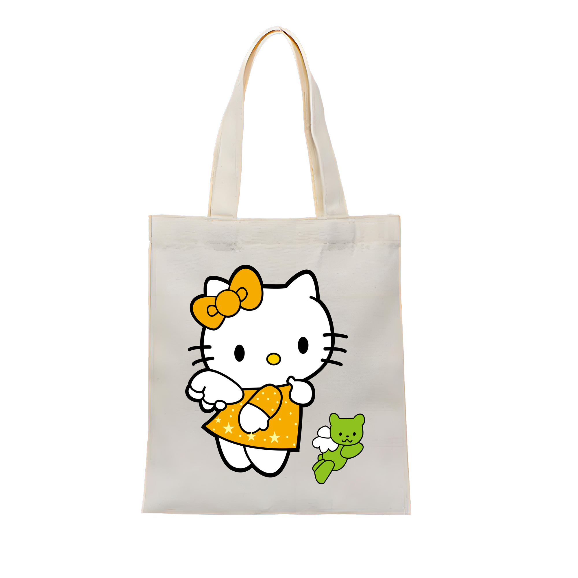 （画像用） Hello Kitty ハローキティ 縦型キャンバス生地手提げバッグ　トートバッグ