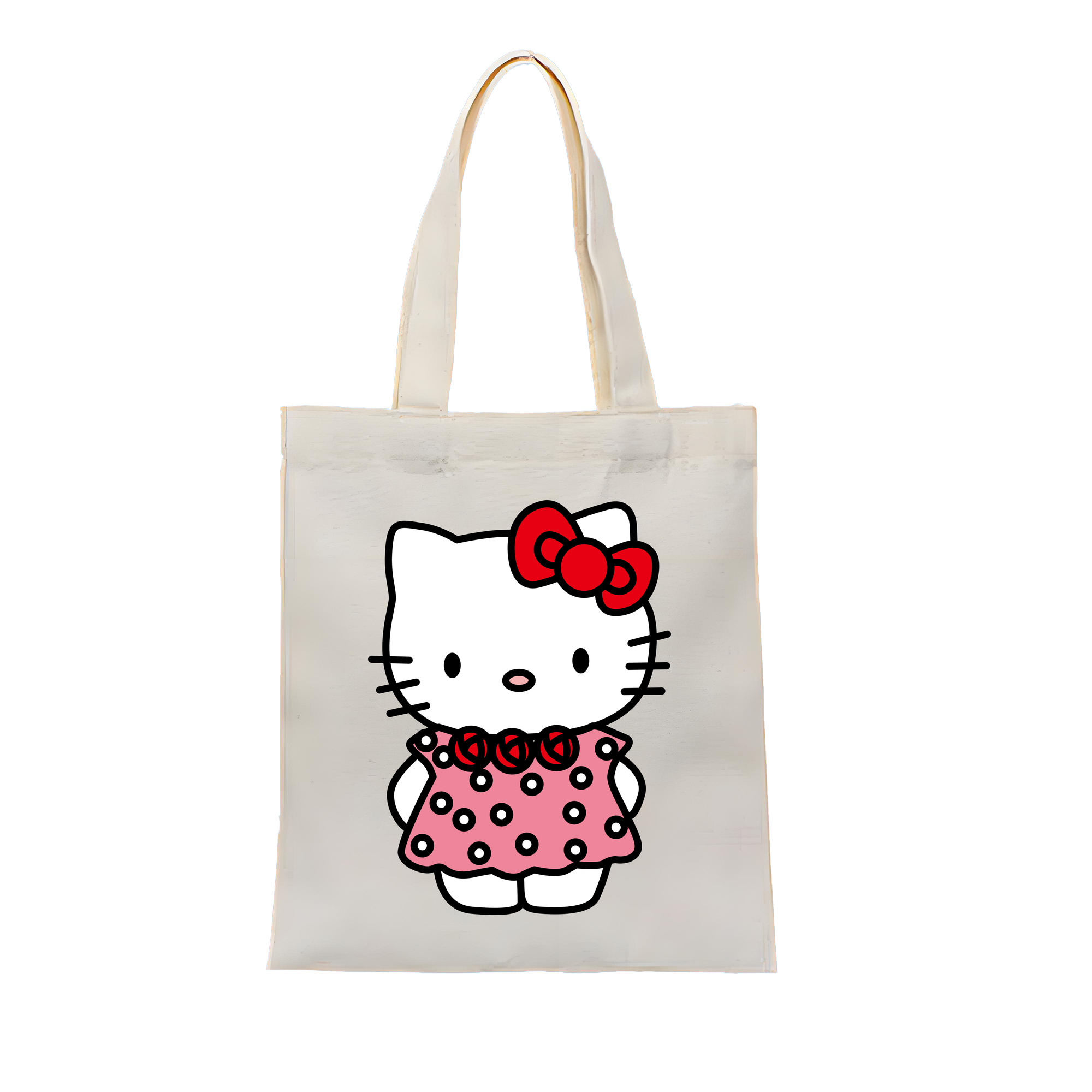 （画像用） Hello Kitty ハローキティ 縦型キャンバス生地手提げバッグ　トートバッグ