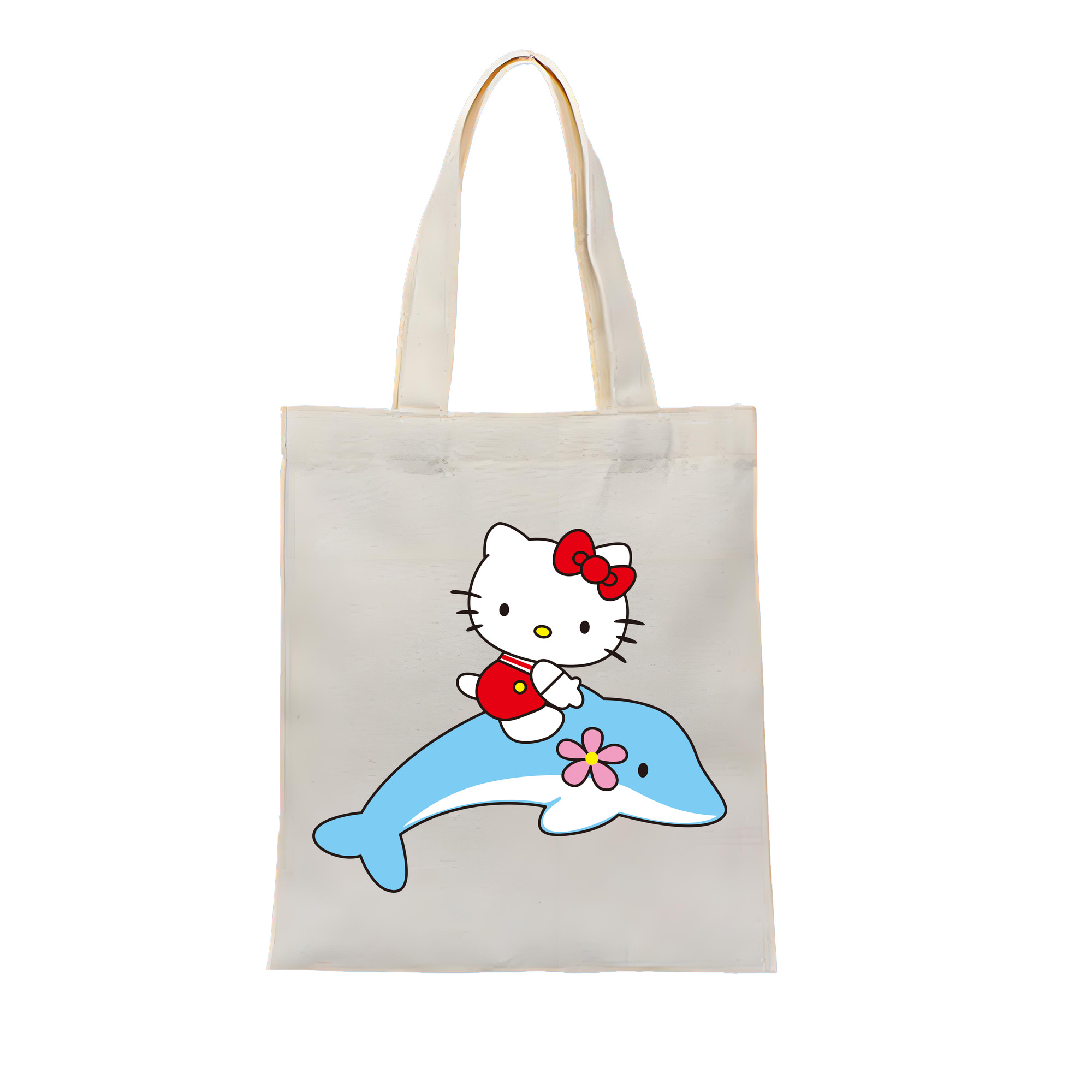 （画像用） Hello Kitty ハローキティ 縦型キャンバス生地手提げバッグ　トートバッグ