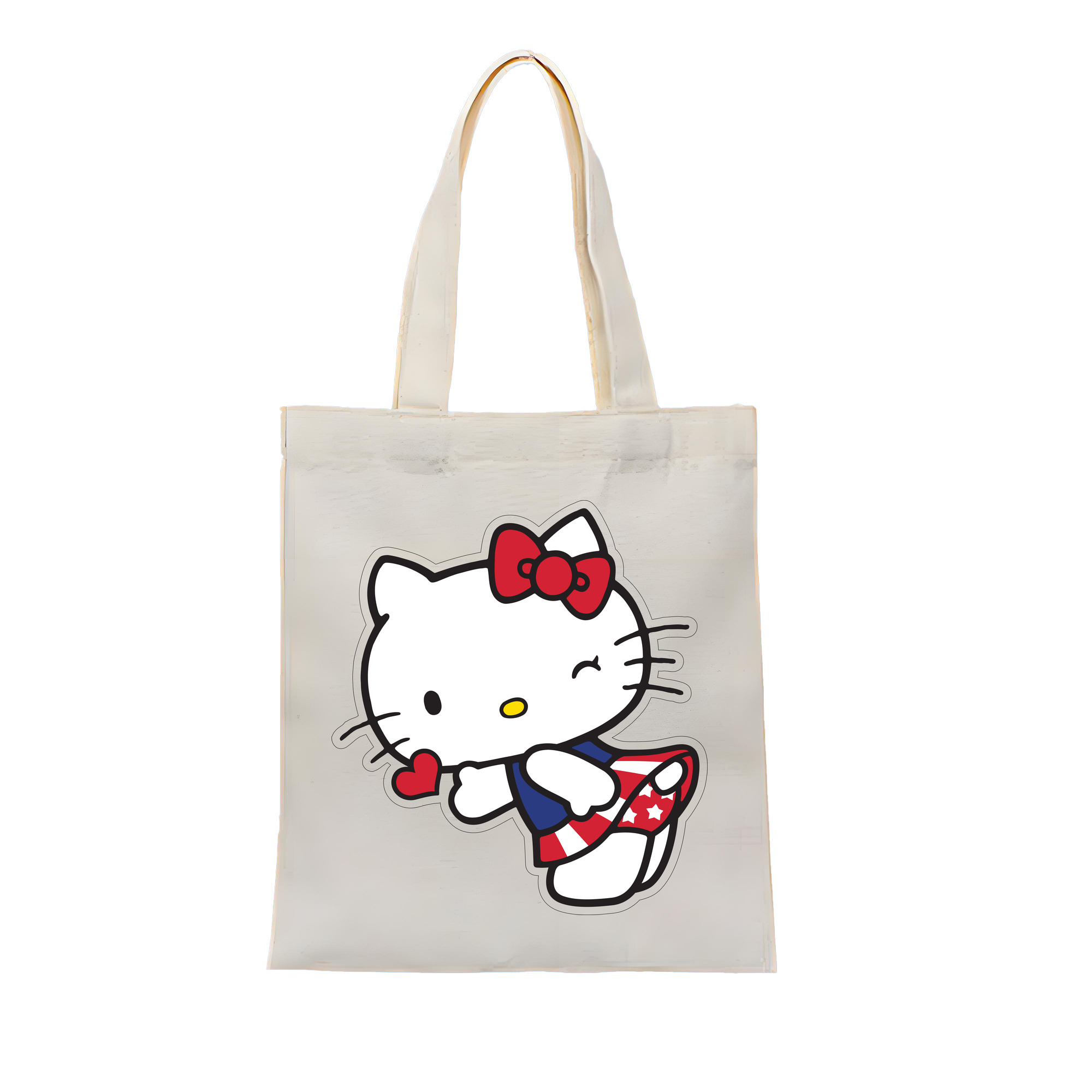 （画像用） Hello Kitty ハローキティ 縦型キャンバス生地手提げバッグ　トートバッグ
