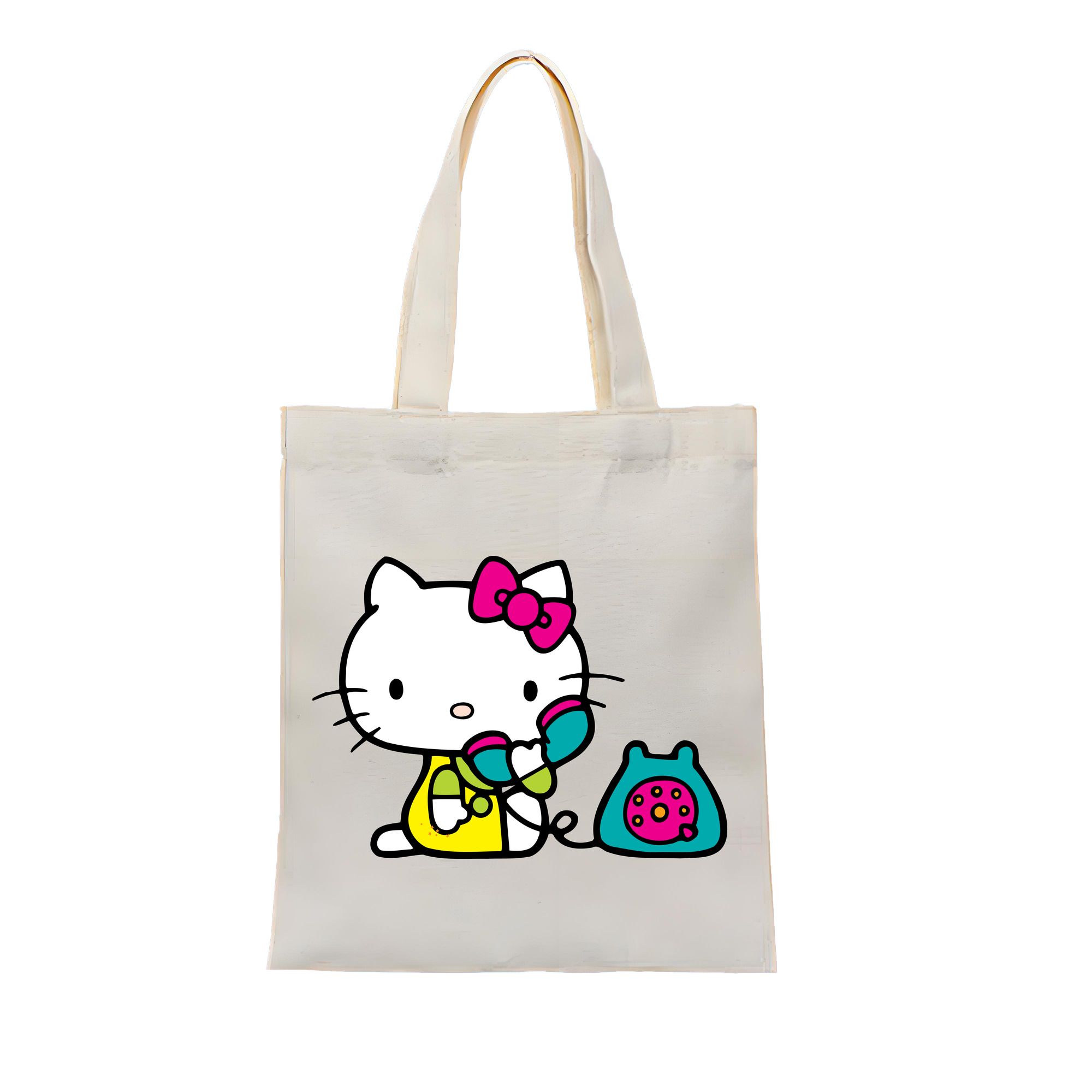 （画像用） Hello Kitty ハローキティ 縦型キャンバス生地手提げバッグ　トートバッグ