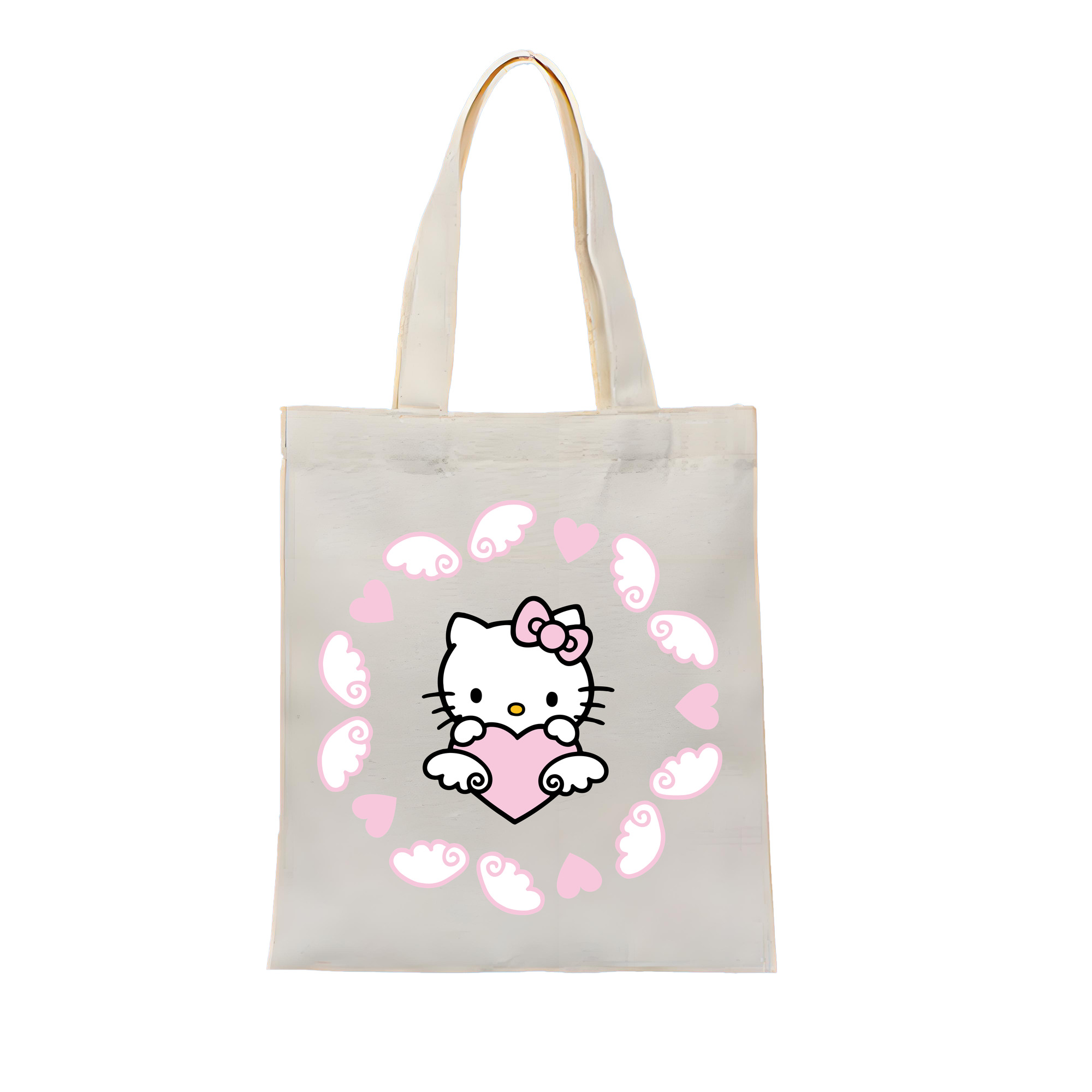 （画像用） Hello Kitty ハローキティ 縦型キャンバス生地手提げバッグ　トートバッグ
