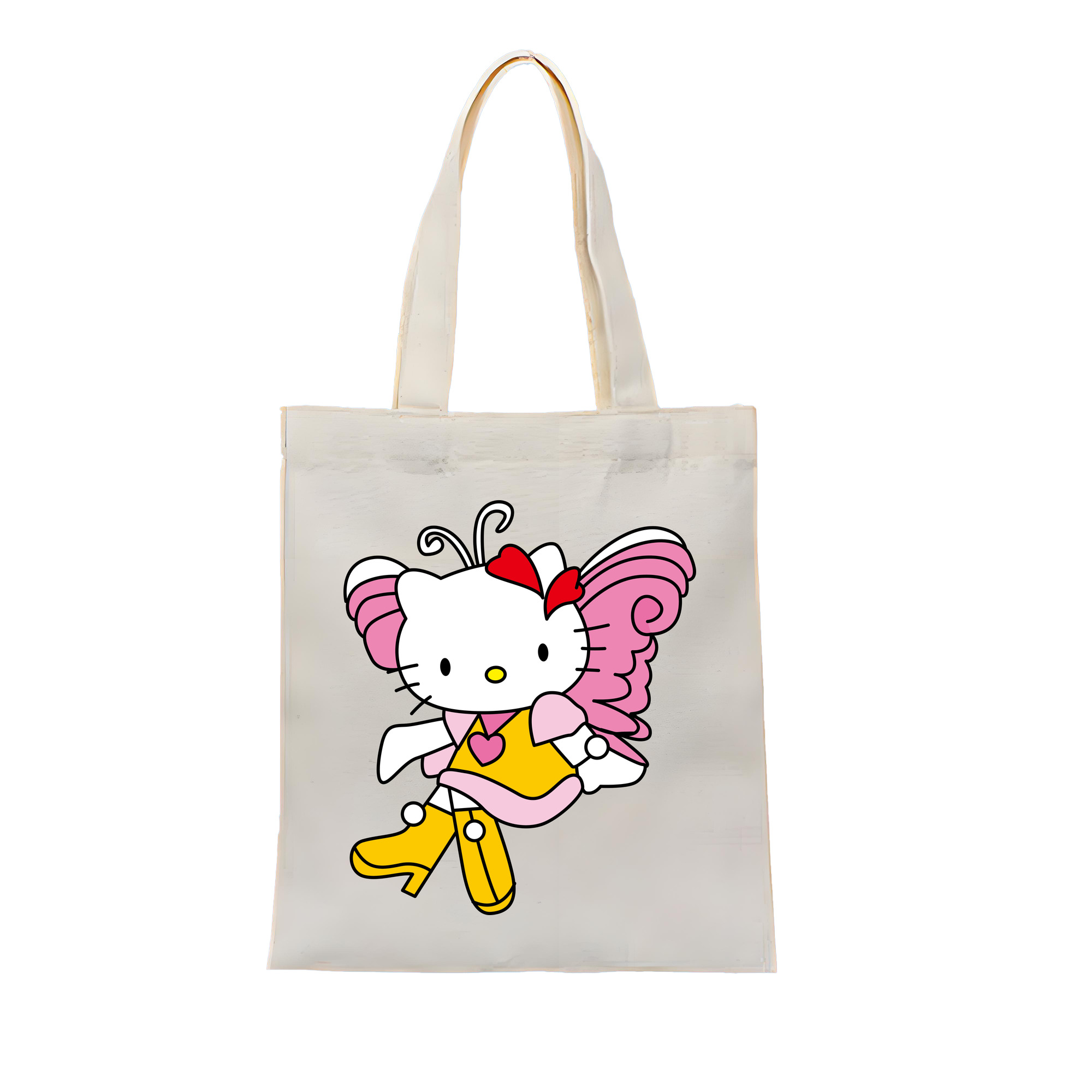 （画像用） Hello Kitty ハローキティ 縦型キャンバス生地手提げバッグ　トートバッグ