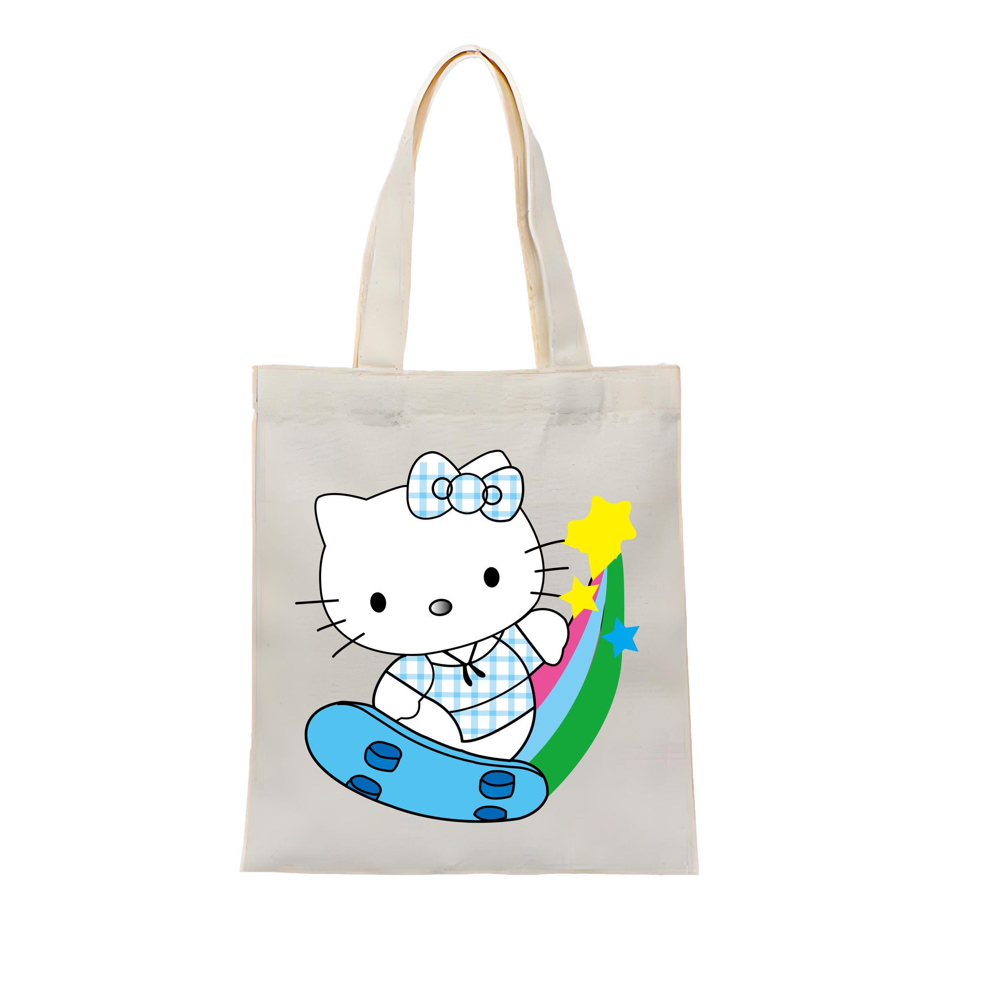 （画像用） Hello Kitty ハローキティ 縦型キャンバス生地手提げバッグ　トートバッグ