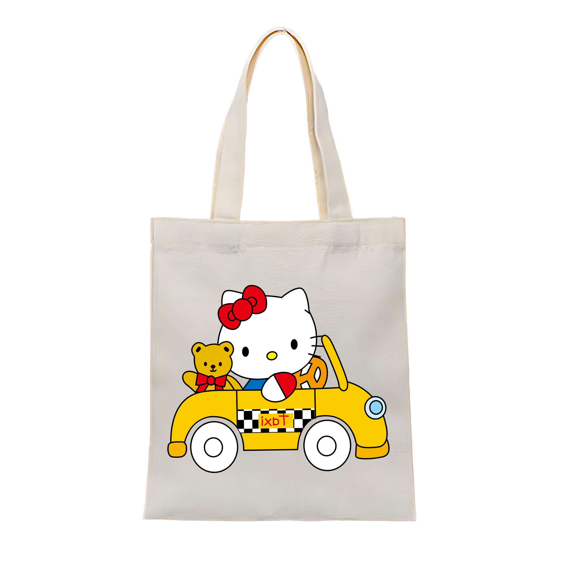 （画像用） Hello Kitty ハローキティ 縦型キャンバス生地手提げバッグ　トートバッグ
