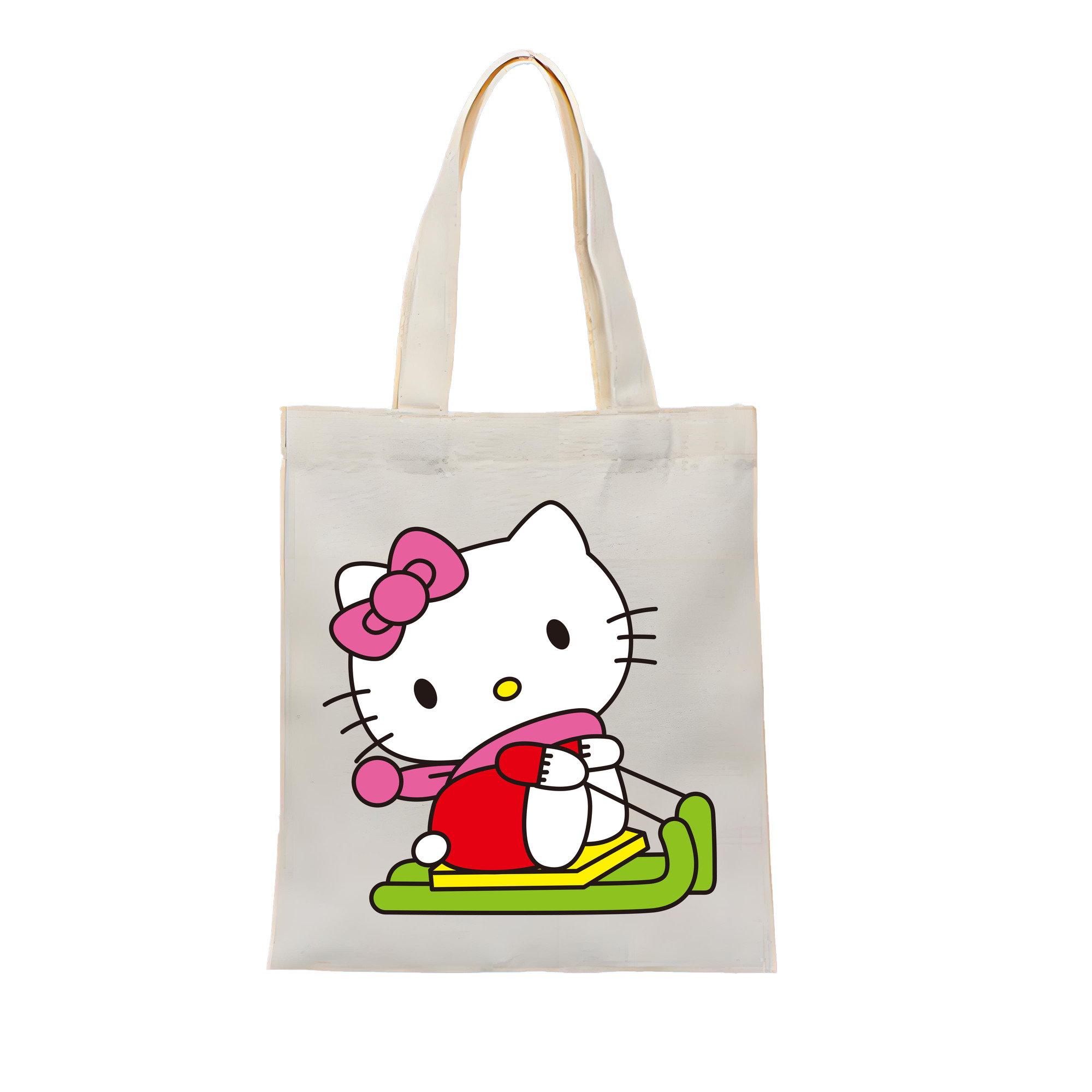 （画像用） Hello Kitty ハローキティ 縦型キャンバス生地手提げバッグ　トートバッグ