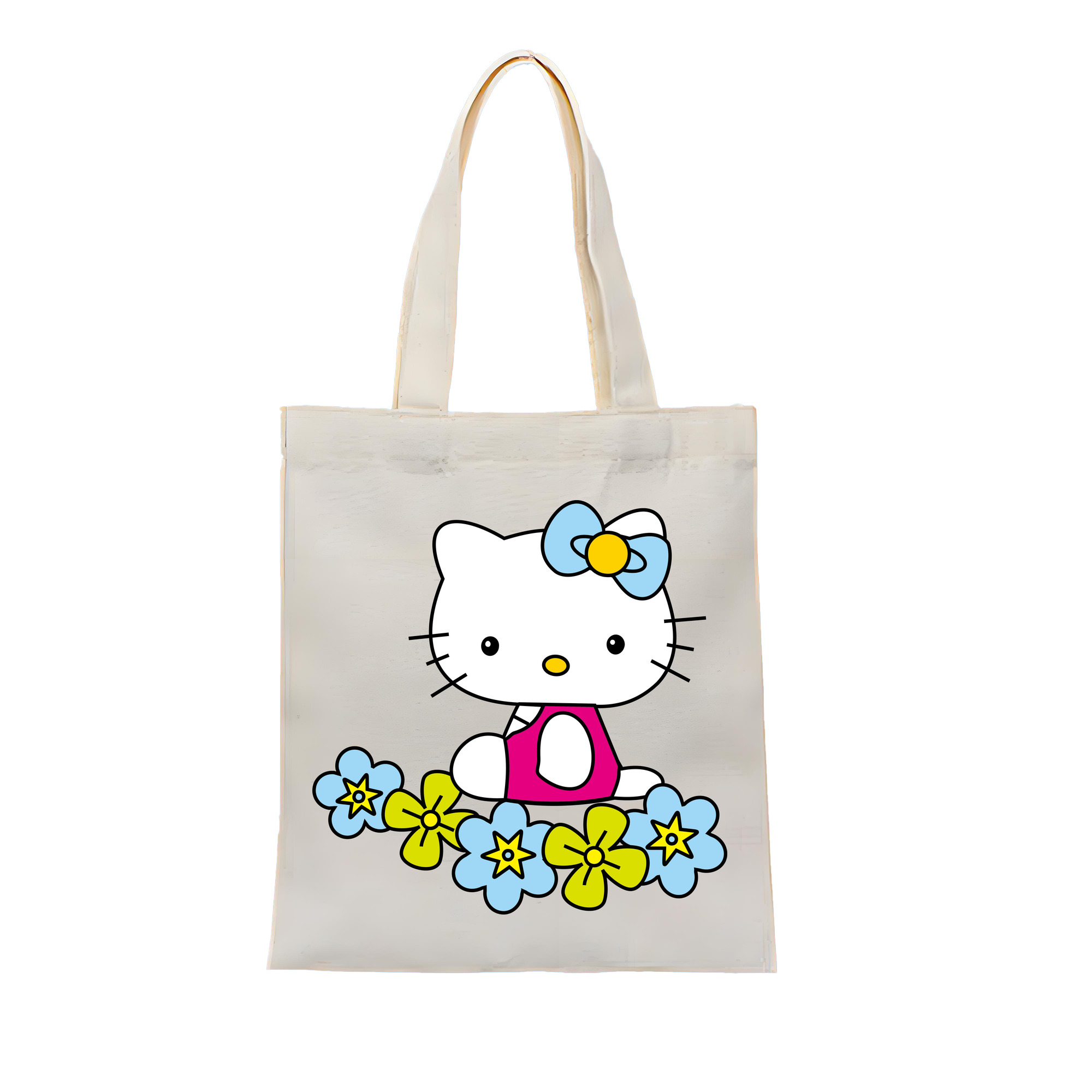 （画像用） Hello Kitty ハローキティ 縦型キャンバス生地手提げバッグ　トートバッグ