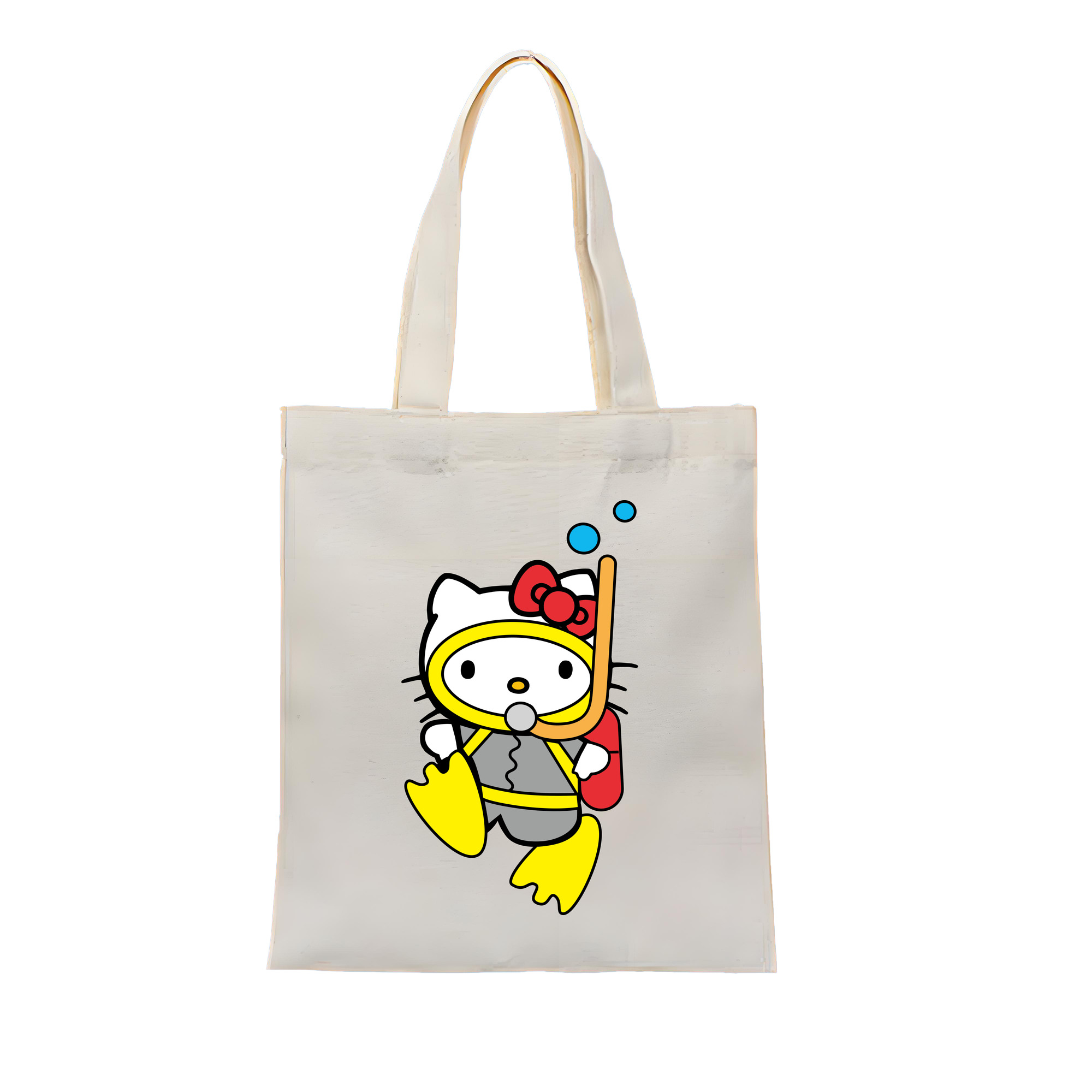 （画像用） Hello Kitty ハローキティ 縦型キャンバス生地手提げバッグ　トートバッグ