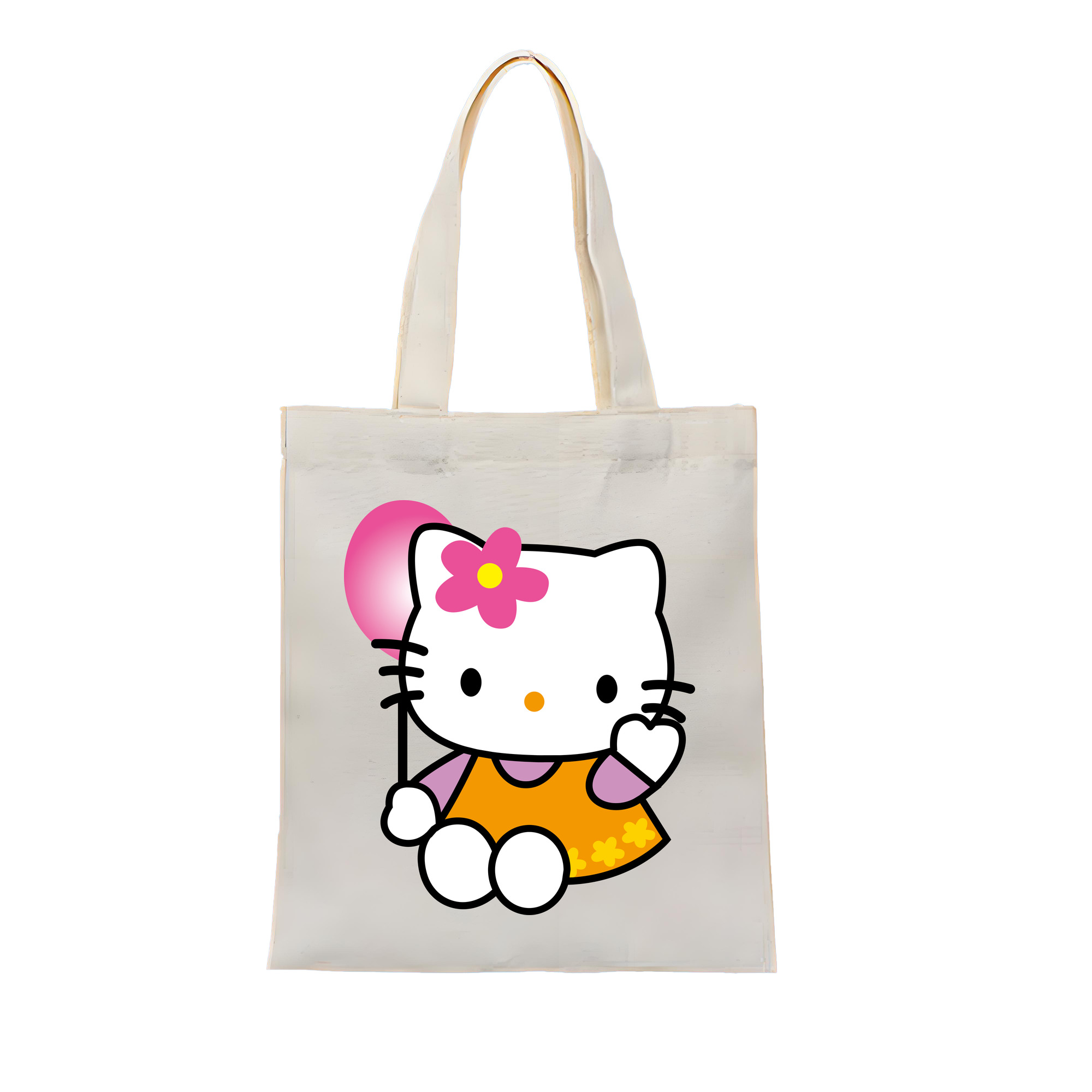 （画像用） Hello Kitty ハローキティ 縦型キャンバス生地手提げバッグ　トートバッグ