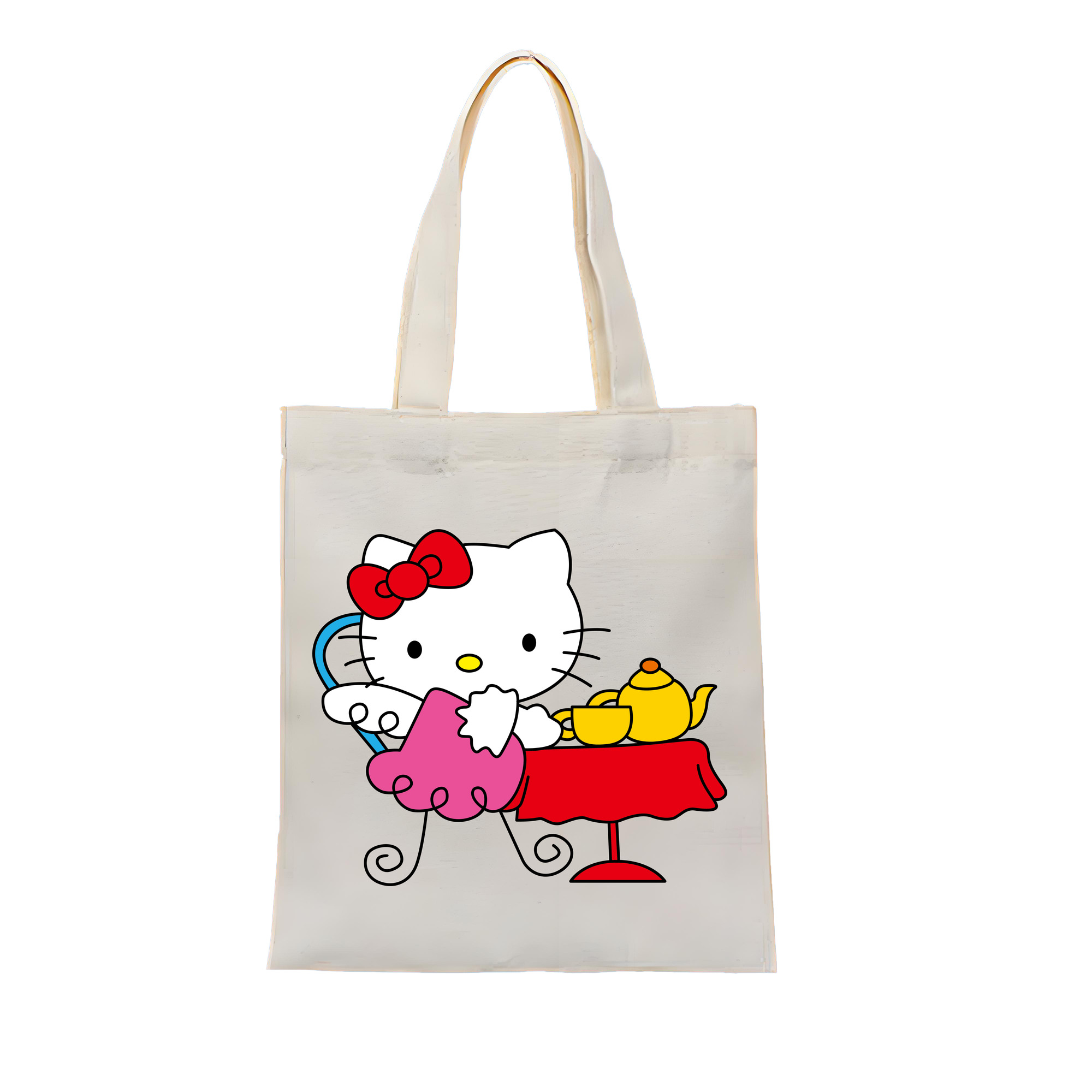 （画像用） Hello Kitty ハローキティ 縦型キャンバス生地手提げバッグ　トートバッグ