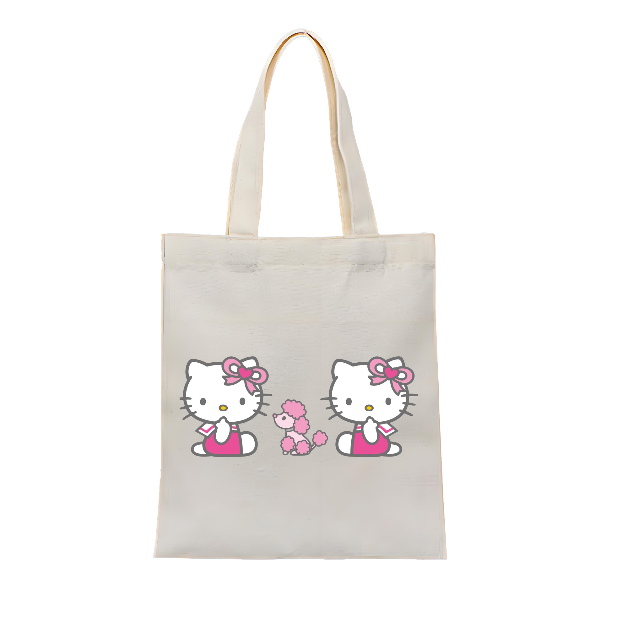 （画像用） Hello Kitty ハローキティ 縦型キャンバス生地手提げバッグ　トートバッグ