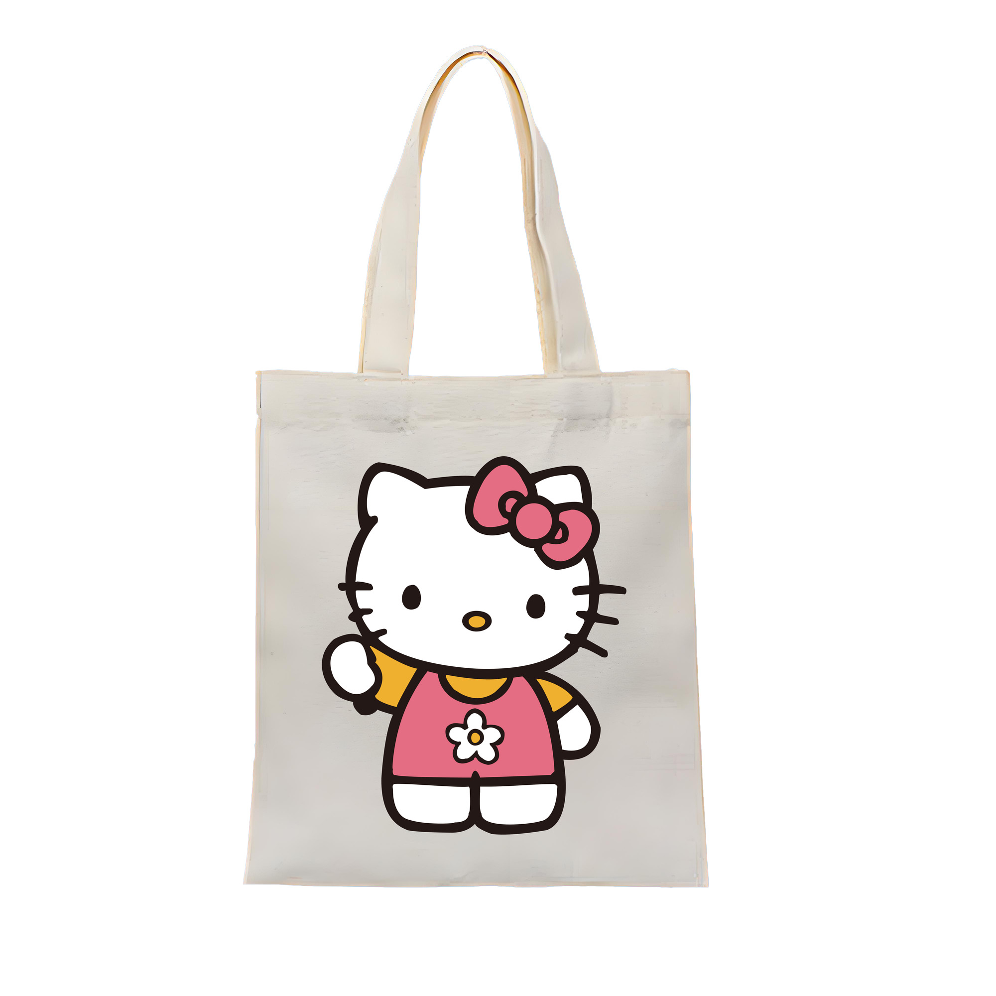 （画像用） Hello Kitty ハローキティ 縦型キャンバス生地手提げバッグ　トートバッグ