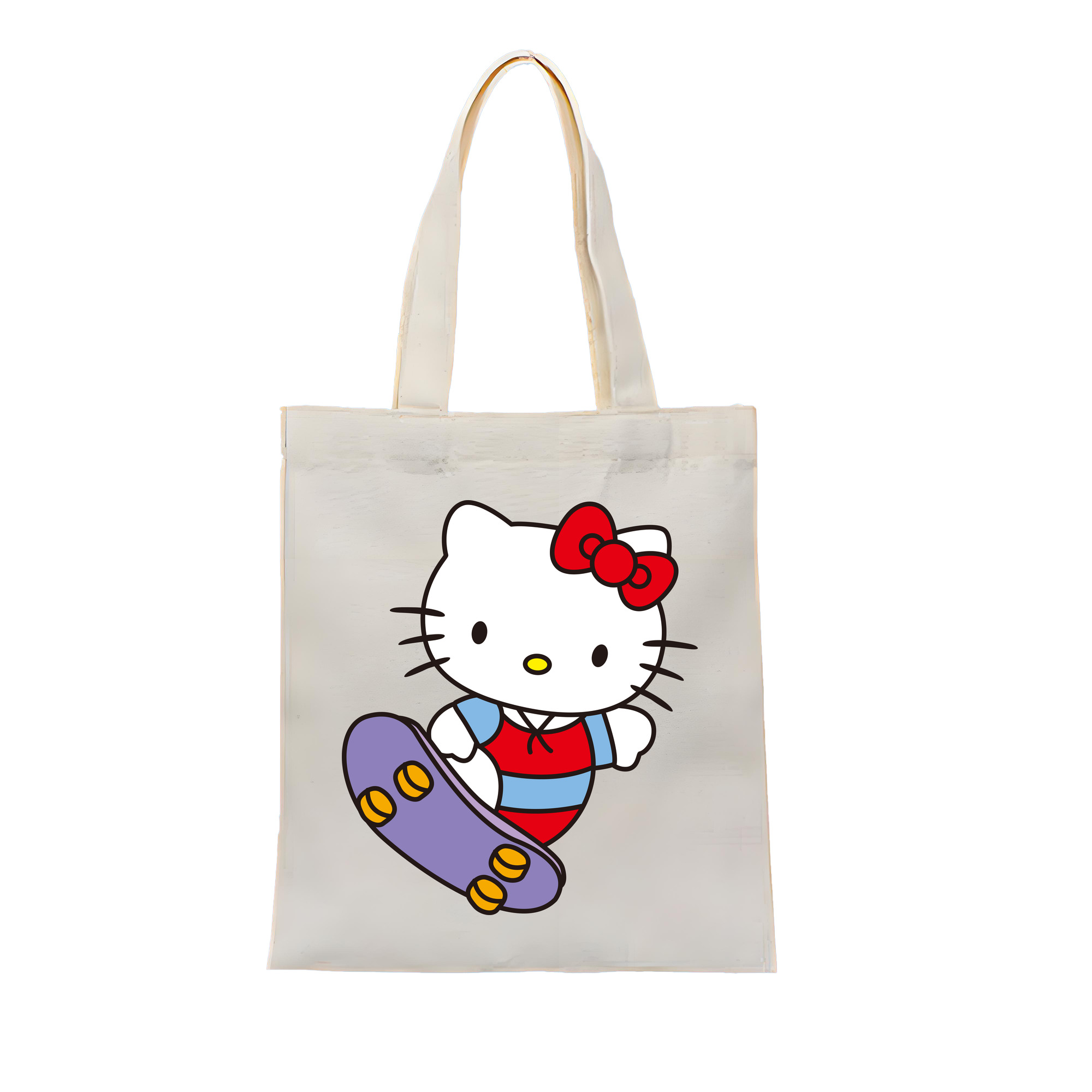 （画像用） Hello Kitty ハローキティ 縦型キャンバス生地手提げバッグ　トートバッグ