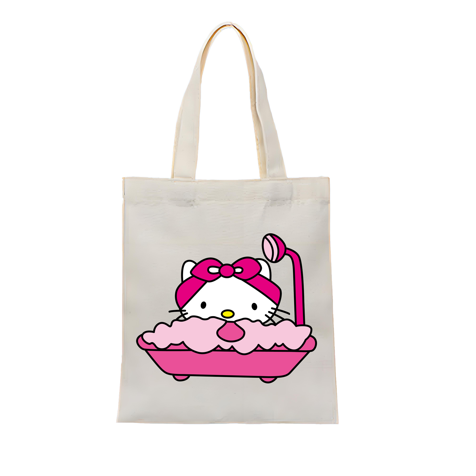（画像用） Hello Kitty ハローキティ 縦型キャンバス生地手提げバッグ　トートバッグ